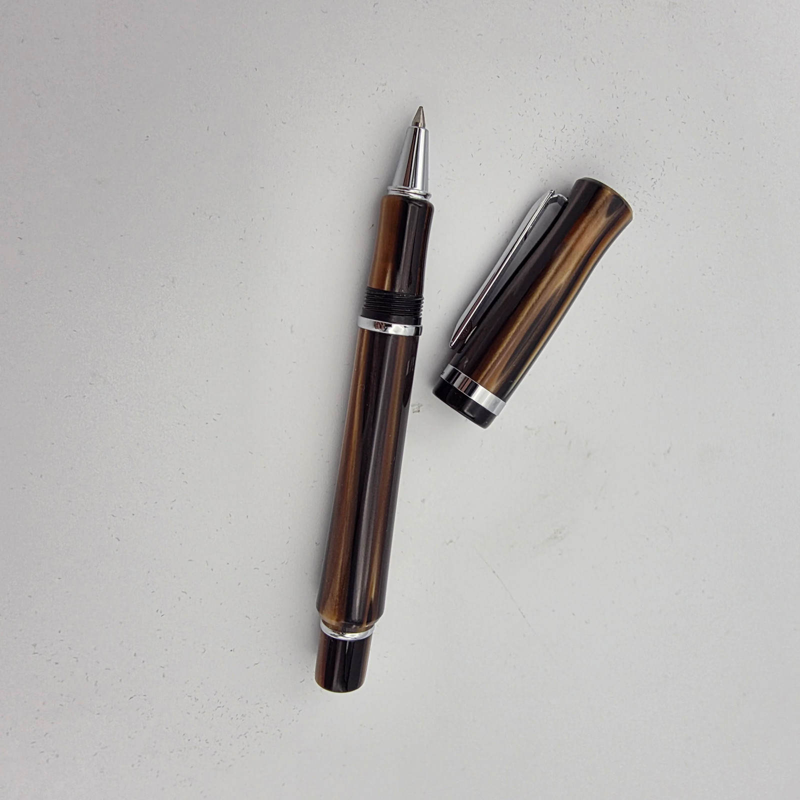 Padrino Contour Tiger\'s Eye Brown Acrylic Roller Ball Pen