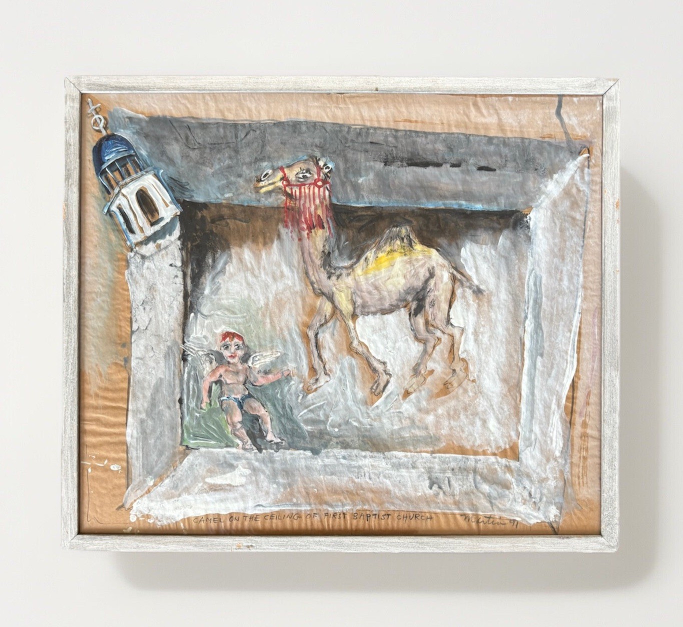 PNW Seattle Artist James Martin Camel On The Ceiling Paper Bag Painting 1991