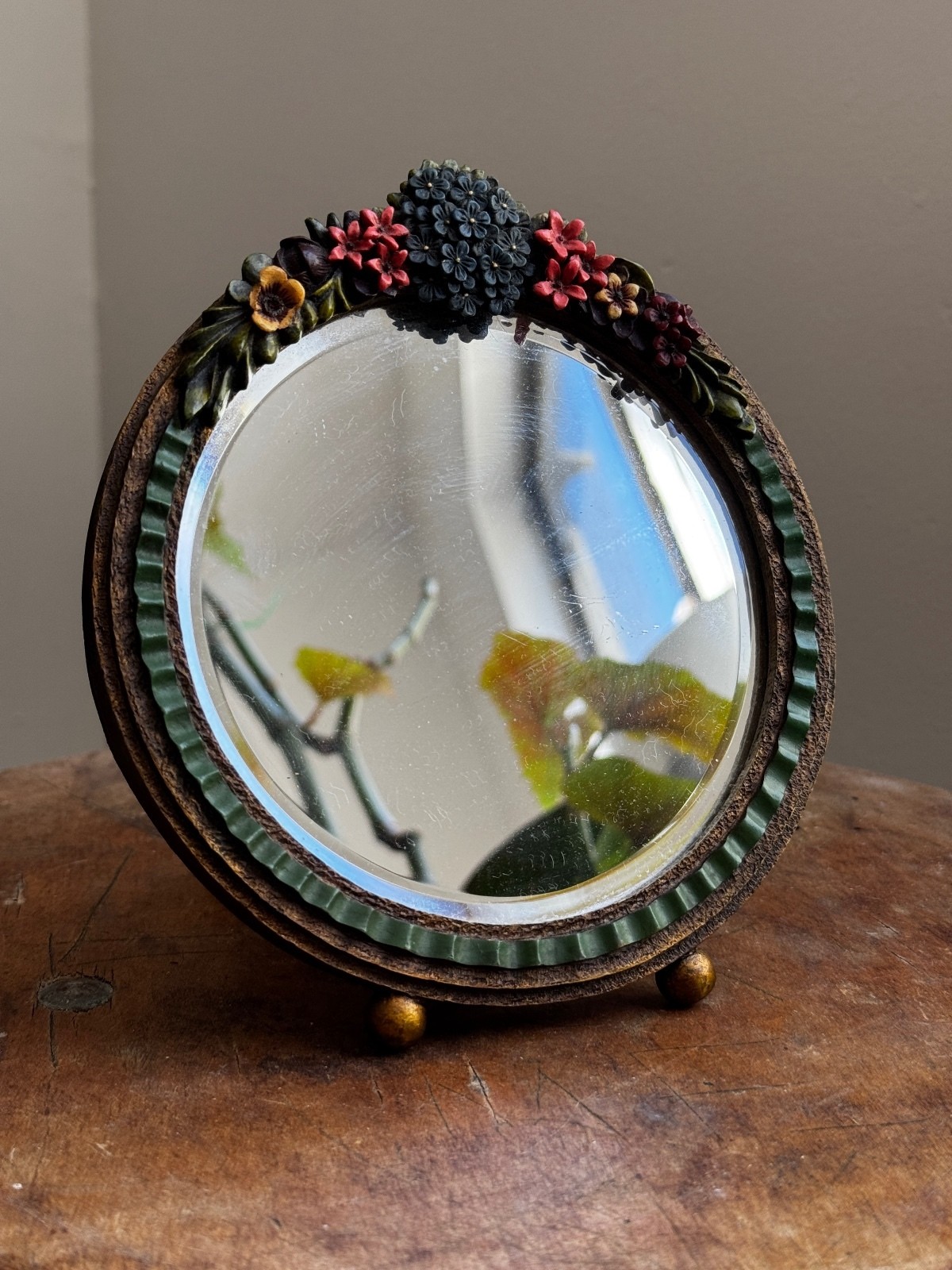 Vintage 1930s/40s Tabletop Barbola Mirror