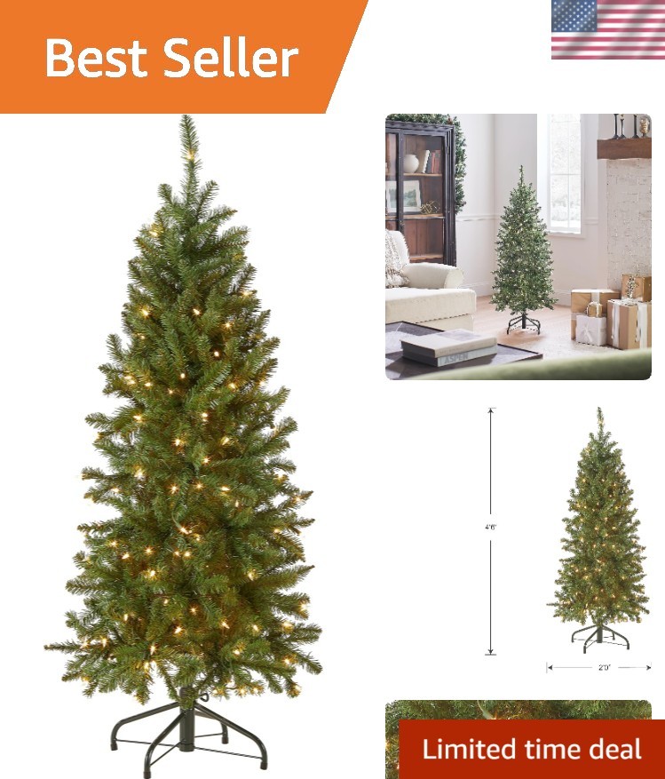 Stunning 4.5ft Pre-Lit Slim Kingswood Fir Tree for Captivating Holiday Decor