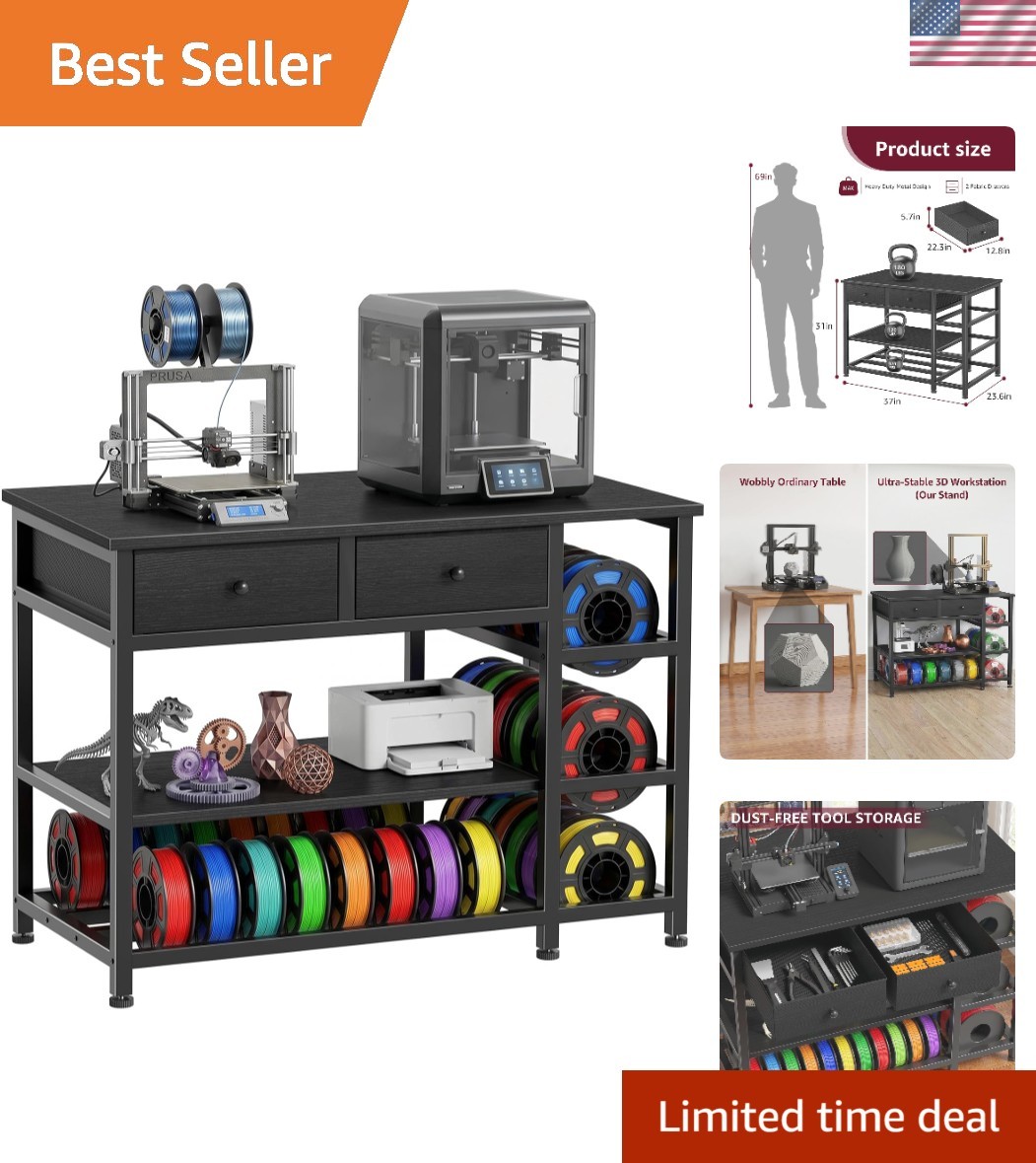 3D Printer Stand with Filament Storage - Heavy Duty 3-Tier 3 D Printer Table ... 3D Printer Stand with Filament Storage - Heavy Duty 3-Tier 3 D Printer Table ...