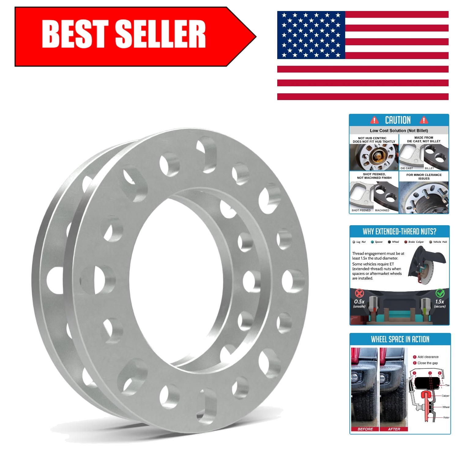 Durable A380 Aluminum 12mm Wheel Spacers for Enhanced Truck Stance and Handling