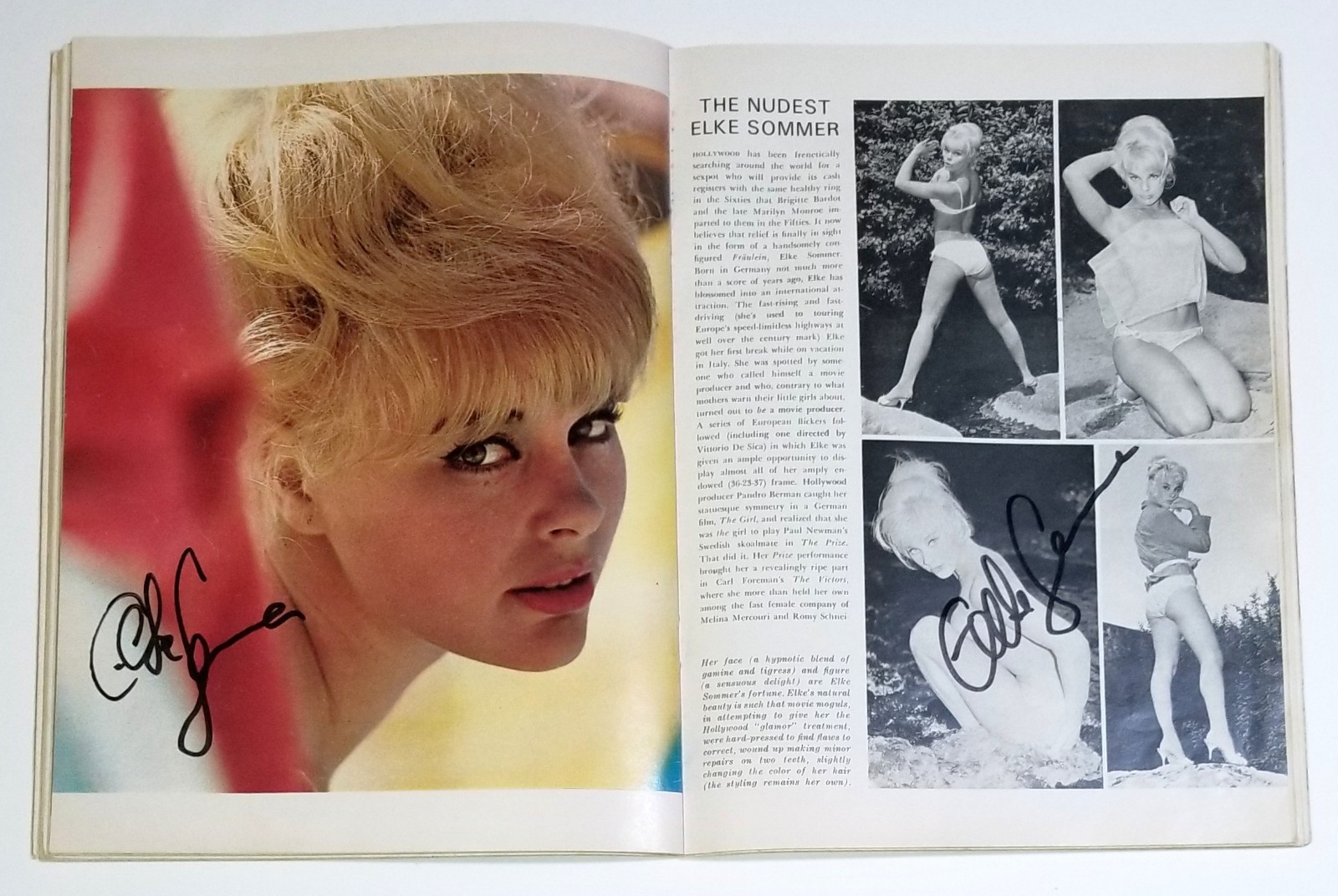 Elke Sommer REAL hand 3x SIGNED September 1964 Playboy Magazine COA Autographed