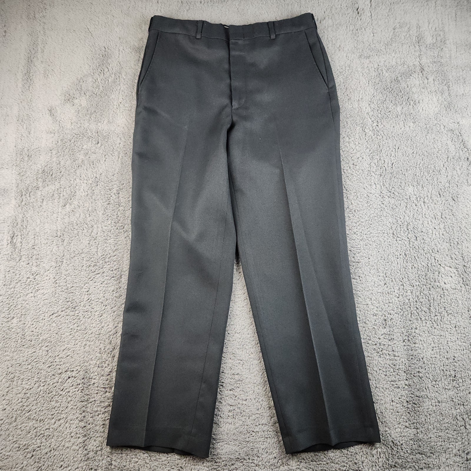 Vintage Sears Perma-Prest Gray Dress Pants 33x28 Mens USA Straight Leg Polyester