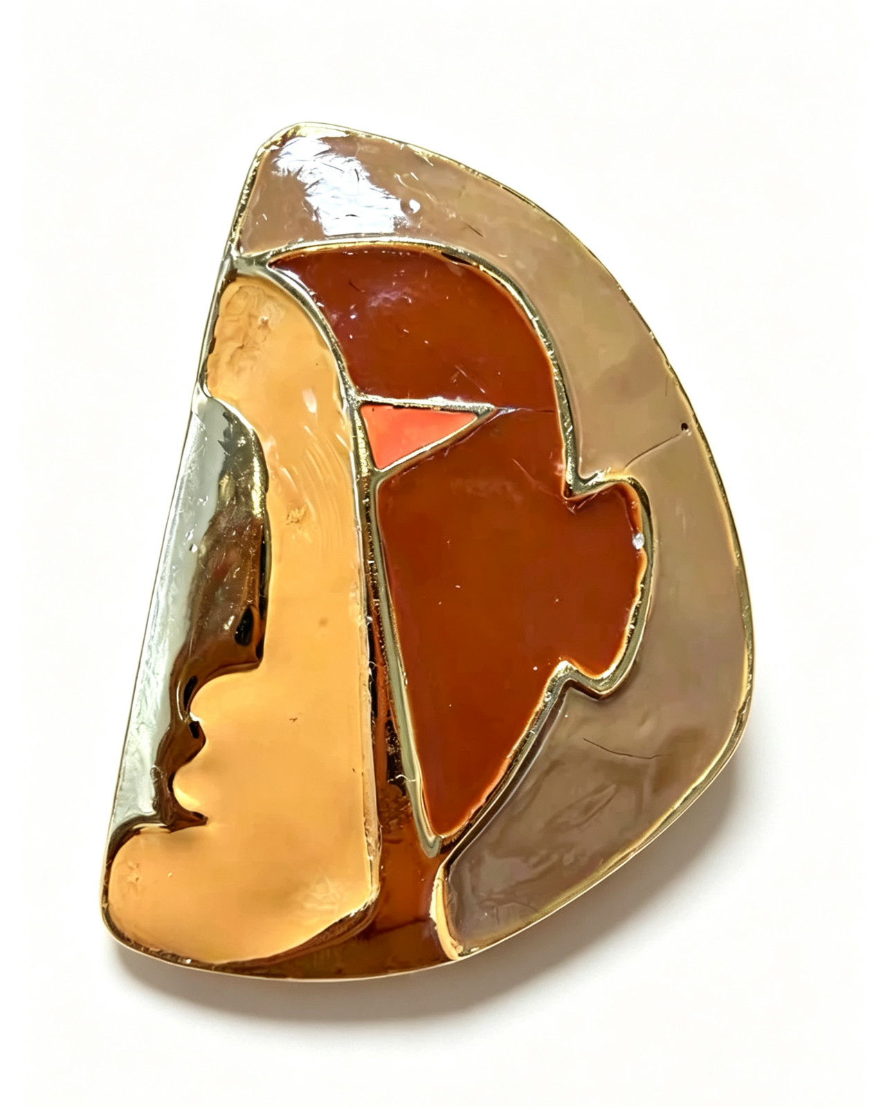 Rare Vintage Eisenberg Enamel Brooch, Abstract Picasso Style Faces Art