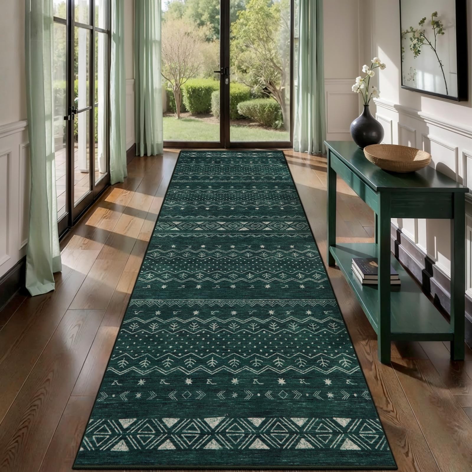 SERISSA 2x10 Washable Non-Slip Boho Runner Rug For Hallway