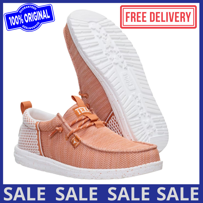[SALE] Texas Longhorns Hey Dude Wally Stretch Sox Shoes - Texas Orange