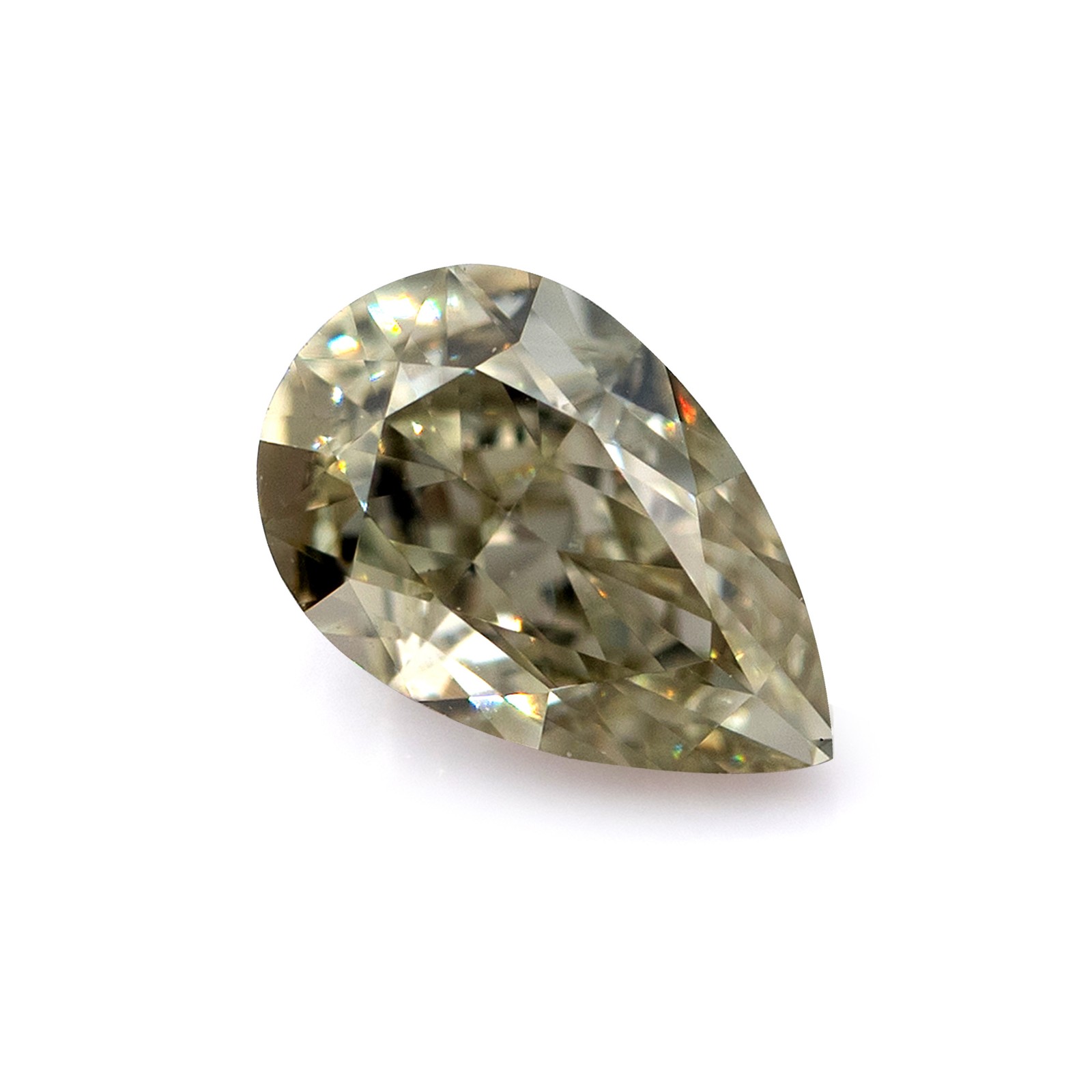 0.22 Ct Natural Pear Shape Diamond Fancy Light Grayish Greenish Yellow VVS2