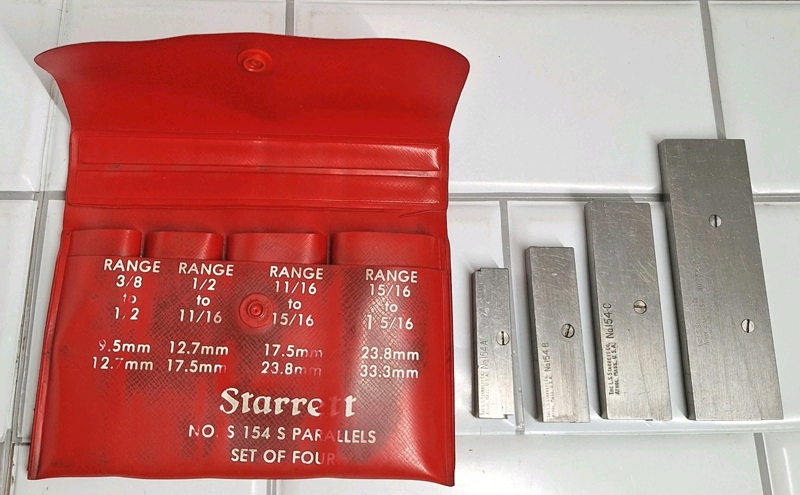 Starrett No S 154 S Adjustable Parallels Set of Four 3/8 Starrett No S 154 S Adjustable Parallels Set of Four 3/8