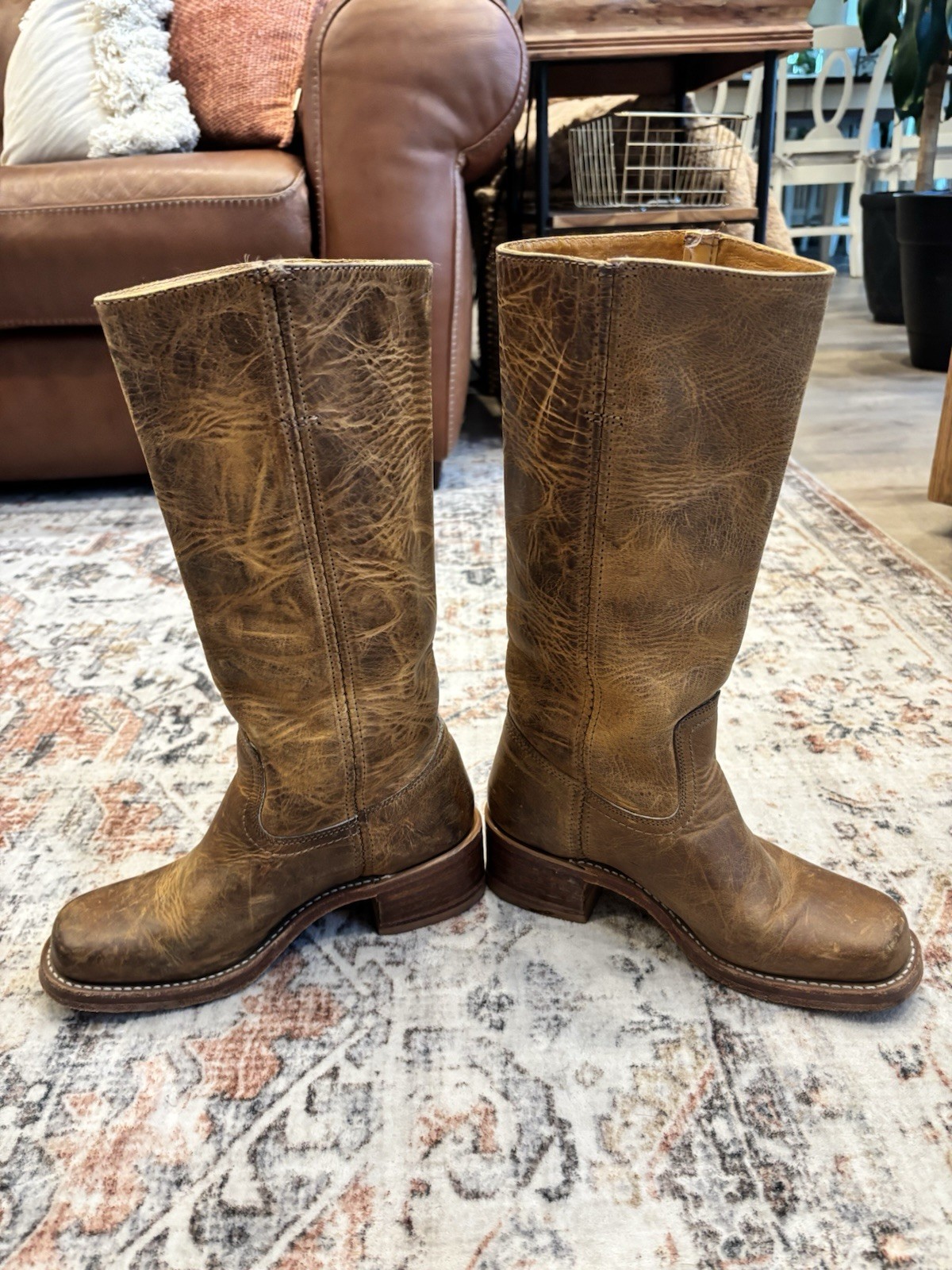 Frye Campus Women\'s Brown Leather Pull-On Mid-Calf Riding Boots US 6.5 Frye Campus Women\'s Brown Leather Pull-On Mid-Calf Riding Boots US 6.5