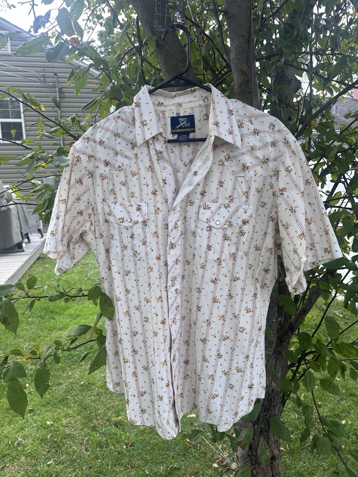 Wrangler Western Pearl Snap Shirt Men Vintage, Large