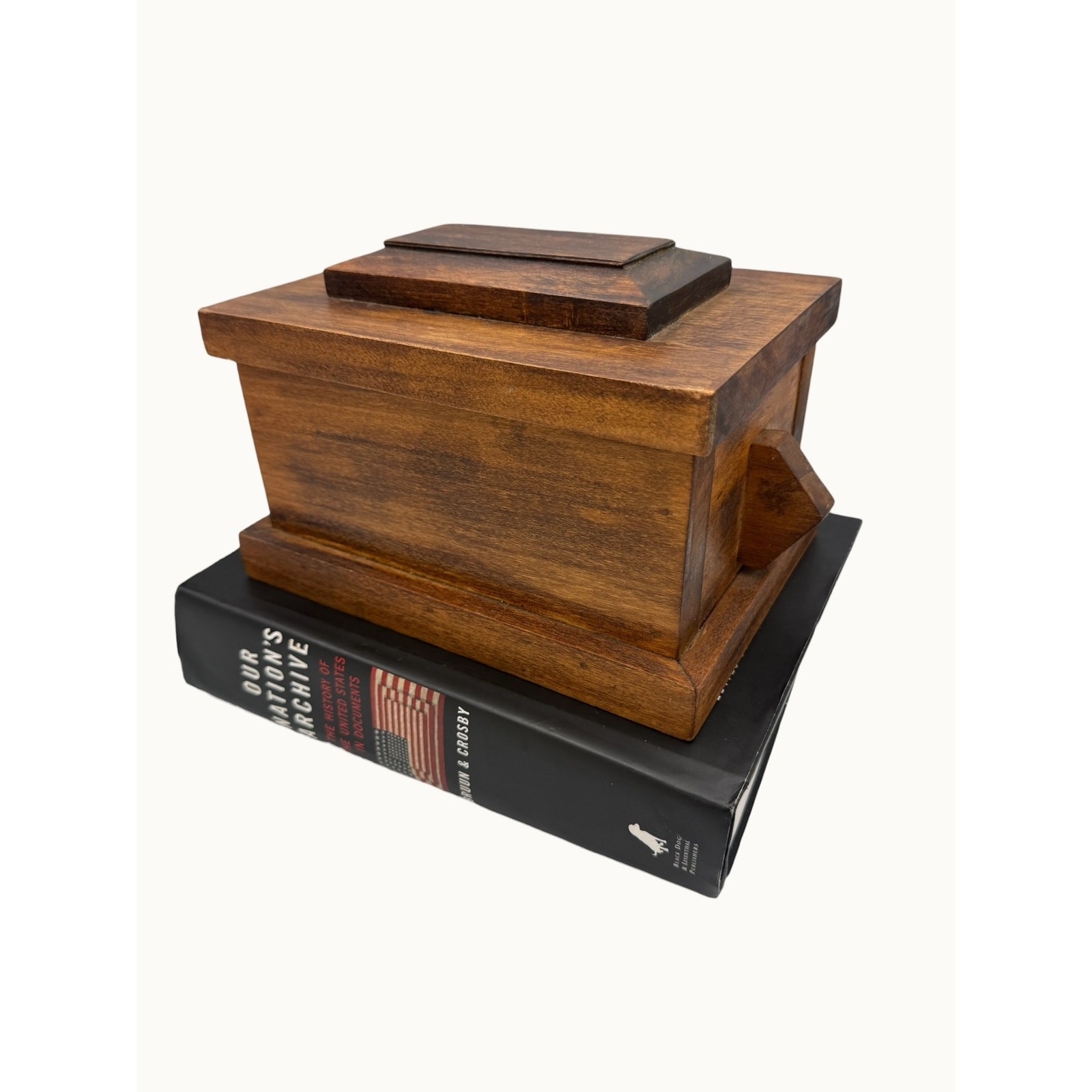Vintage Handcrafted Solid Wood Keepsake Jewelry Box Rustic Removable Lid