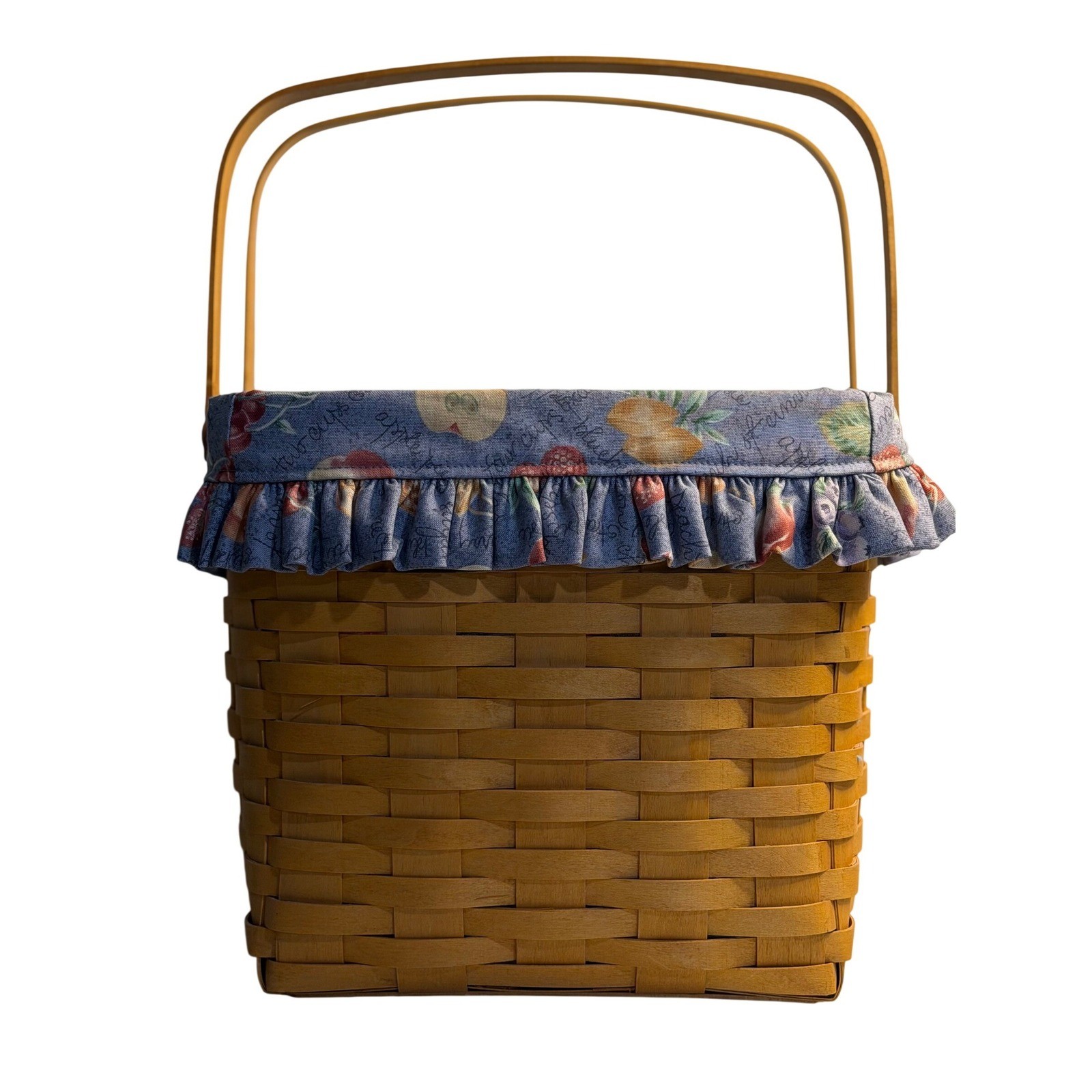 VTG Longaberger Grandma Bonnie\'s Two Pie Basket Blue Fruit Liner 1998 Woven Wood