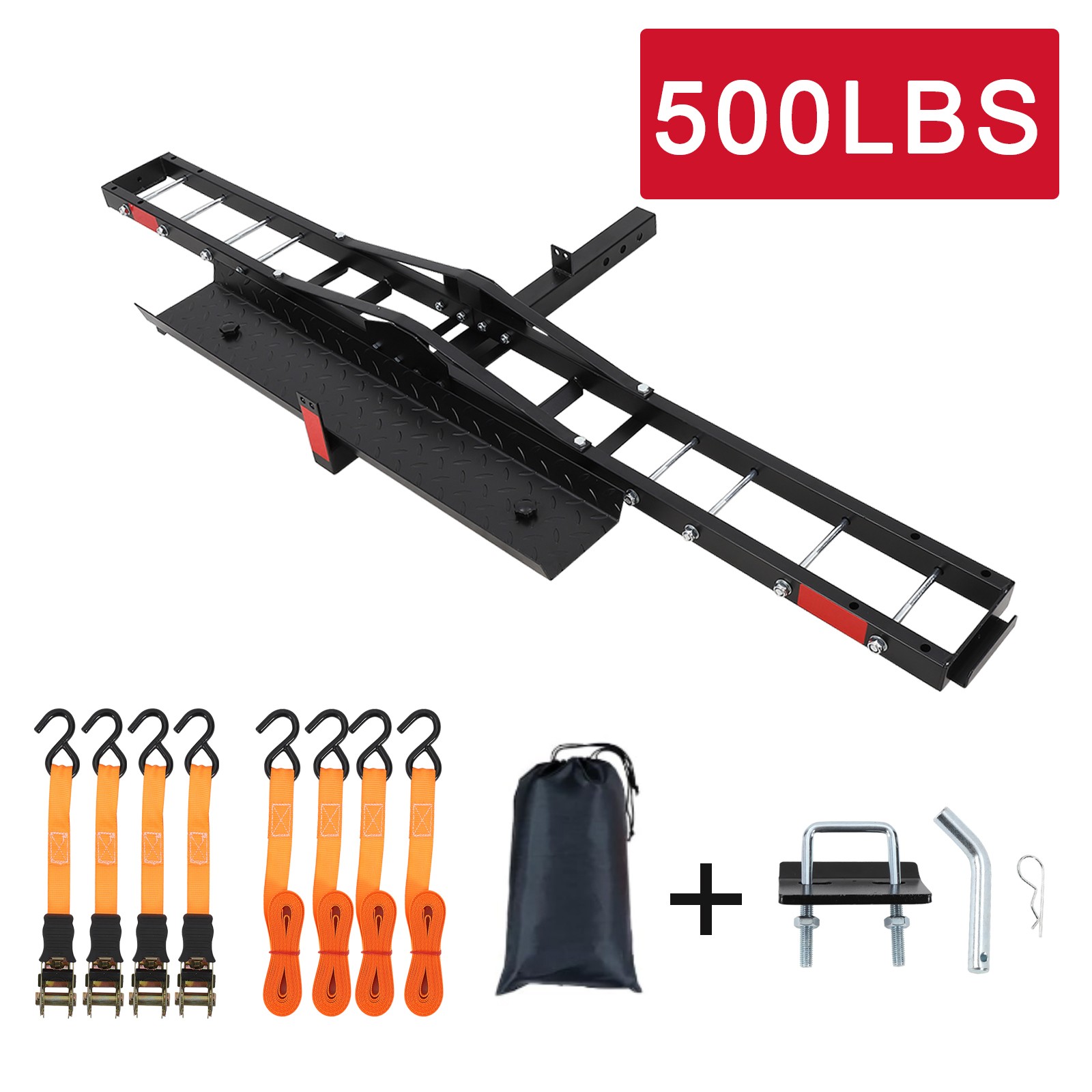 500 LBS Heavy Duty Motorcycle Hitch Carrier Universal Dirt Bike Rack with Ramp