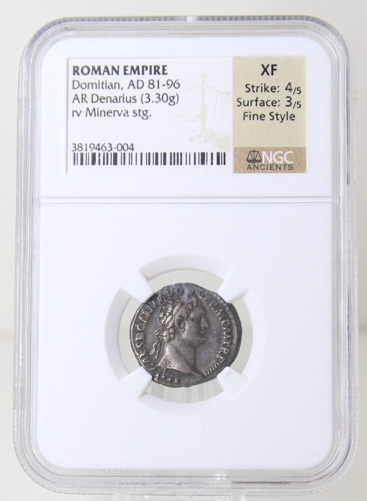 Roman Empire Domitian AD 81-96 Silver AR Denarius NGC XF Fine Style