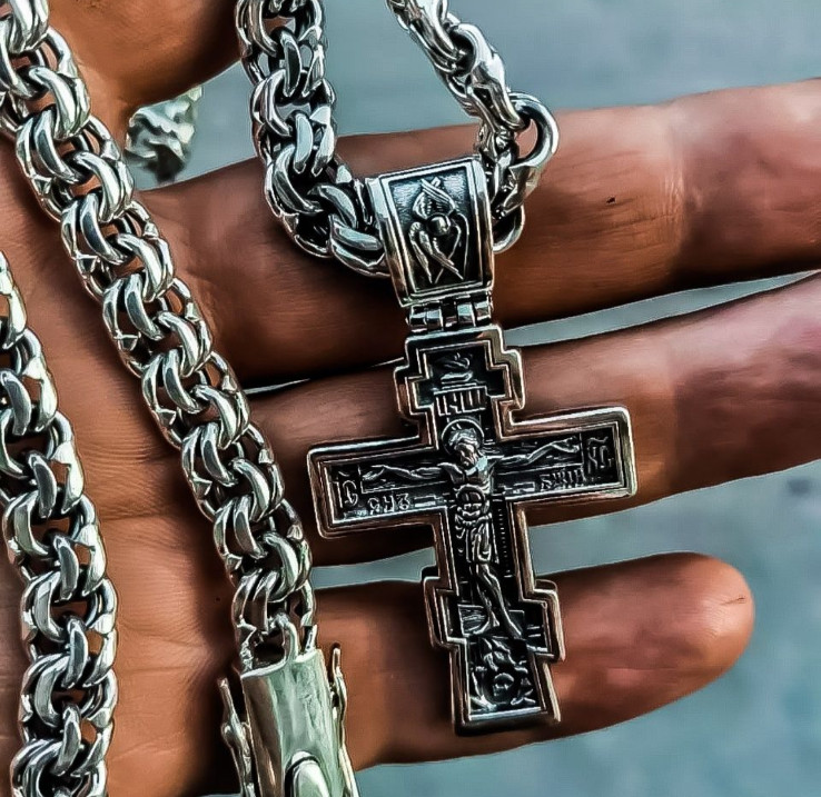 Russian Greek Orthodox Silver 925 Body Cross