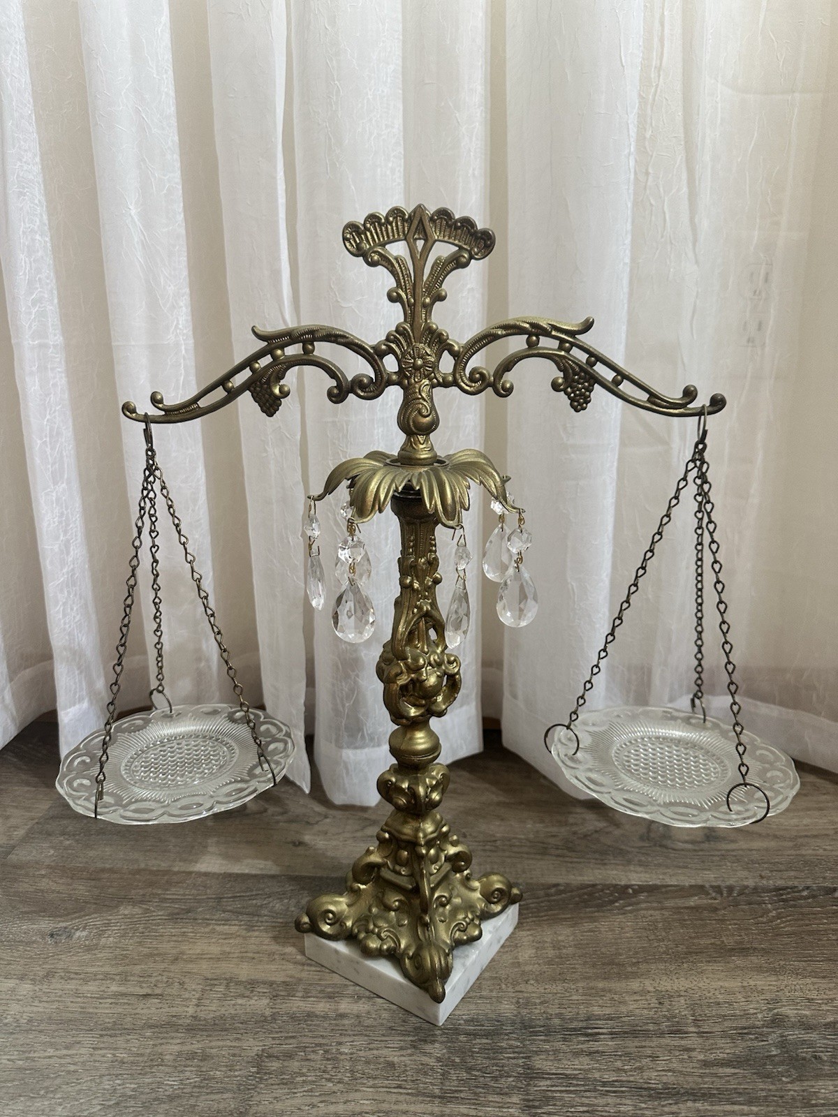 Vintage Scales Of Justice Sculpture Crystal Brass Marble Base Hollywood Regency Vintage Scales Of Justice Sculpture Crystal Brass Marble Base Hollywood Regency