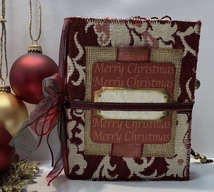 Christmas Junk Journal Burgundy Merry Christmas OOAK Handmade Memory Book Christmas Junk Journal Burgundy Merry Christmas OOAK Handmade Memory Book