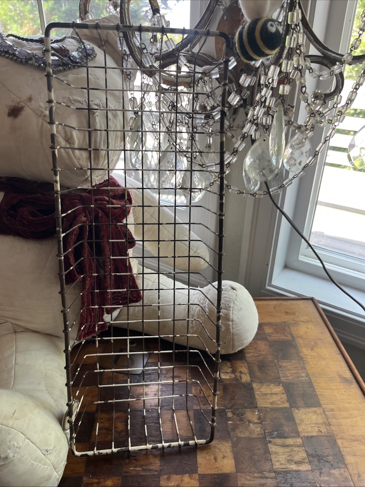 Antique Wire Metal Chippy White Paint Long Perfect Shape OH SO SHABBY CHIC Antique Wire Metal Chippy White Paint Long Perfect Shape OH SO SHABBY CHIC