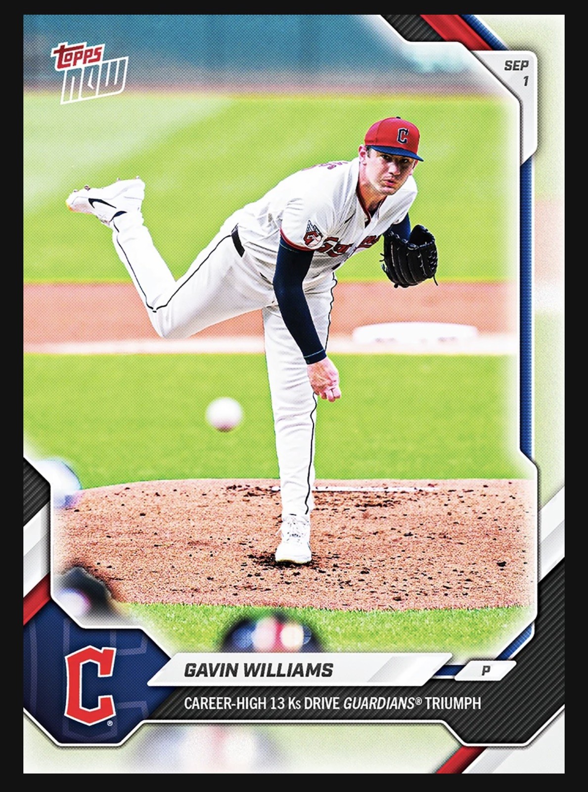 Gavin Williams Career High 13-K’s - 2026 MLB Topps NOW Card 623 Presale