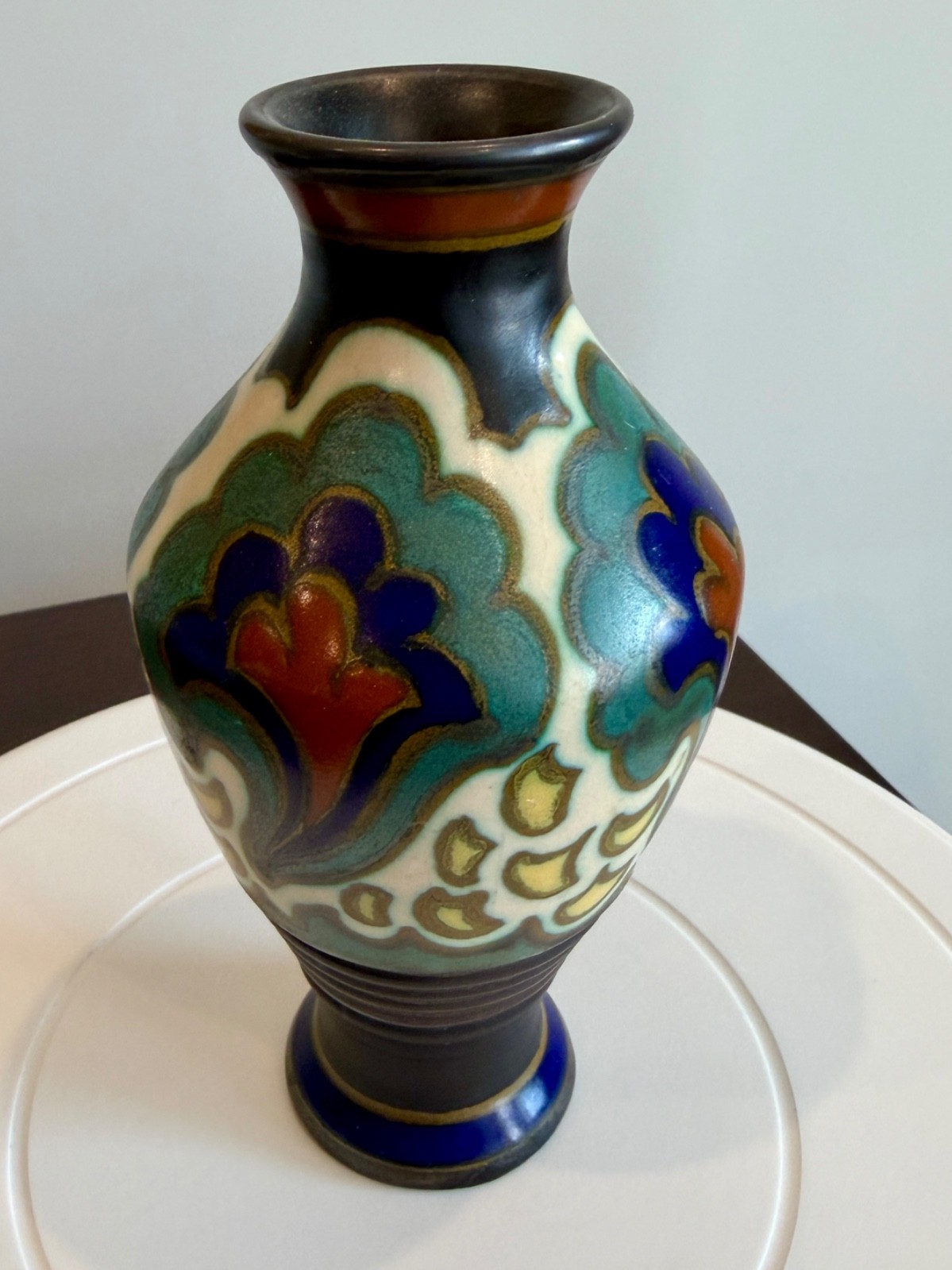 1928 PZH Plazuid Gouda Vase Bosch Decor 165 Model 4337 Art Deco Holland