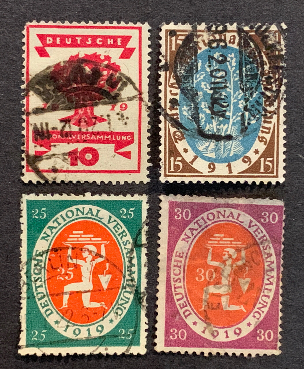 Travelstamps: Germany Stamps Scott #105-108 Republic National Assembly Used Set