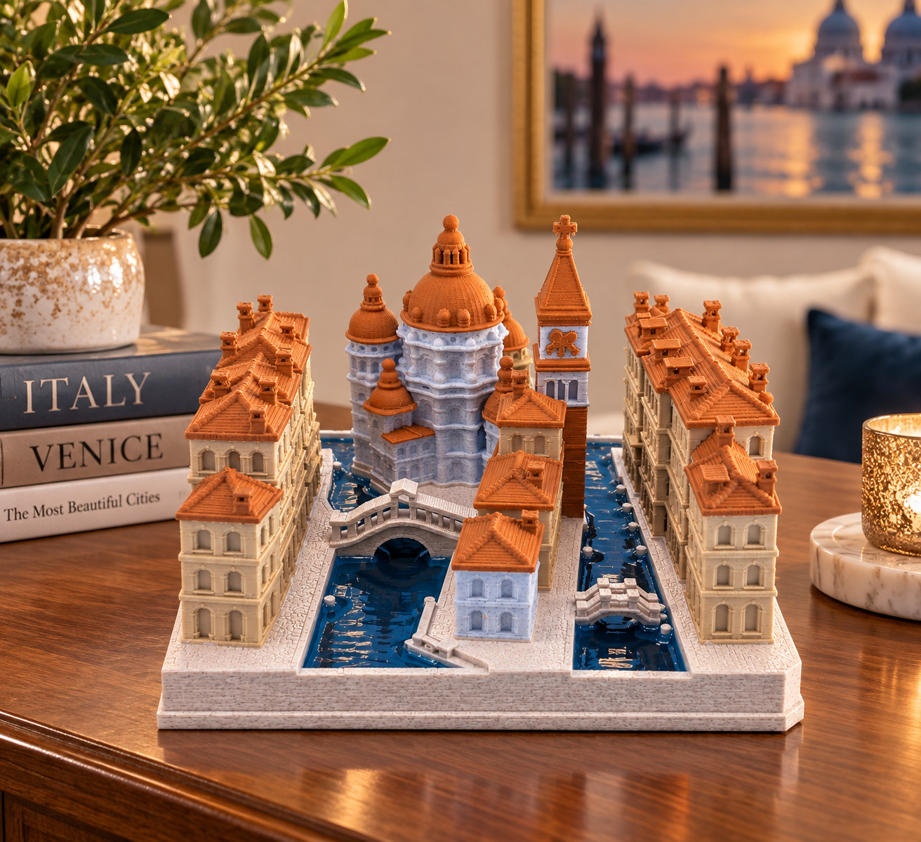 Venice Italy Canal City 3D Printed Model, Venetian Architecture, Italian Home De