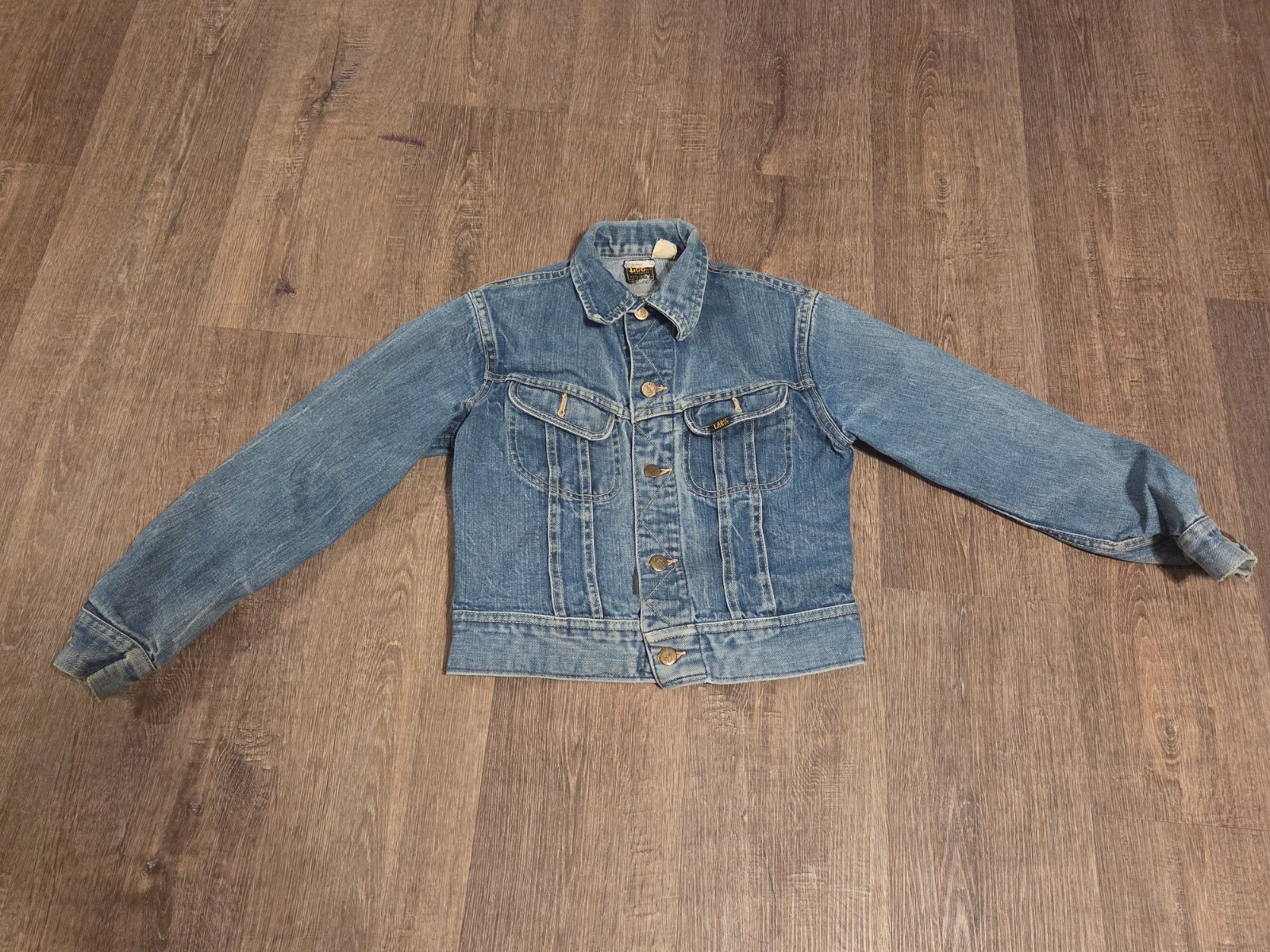 Vintage Lee Riders Denim Trucker Jacket Blue Union Made USA Sanforized Kids Med Vintage Lee Riders Denim Trucker Jacket Blue Union Made USA Sanforized Kids Med