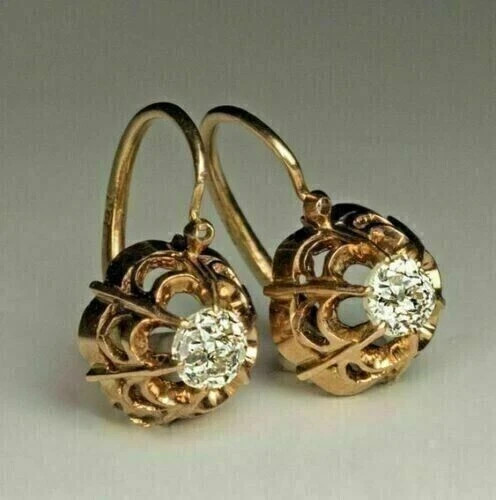 2.25Ct Art Deco Style Lab Created Diamond Drop Engagement 14K Gold FN Earrings