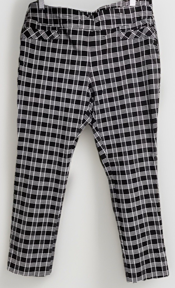 Joe B Joe Benbasset Womens Black White Plaid Pull On Trousers Large W4763553