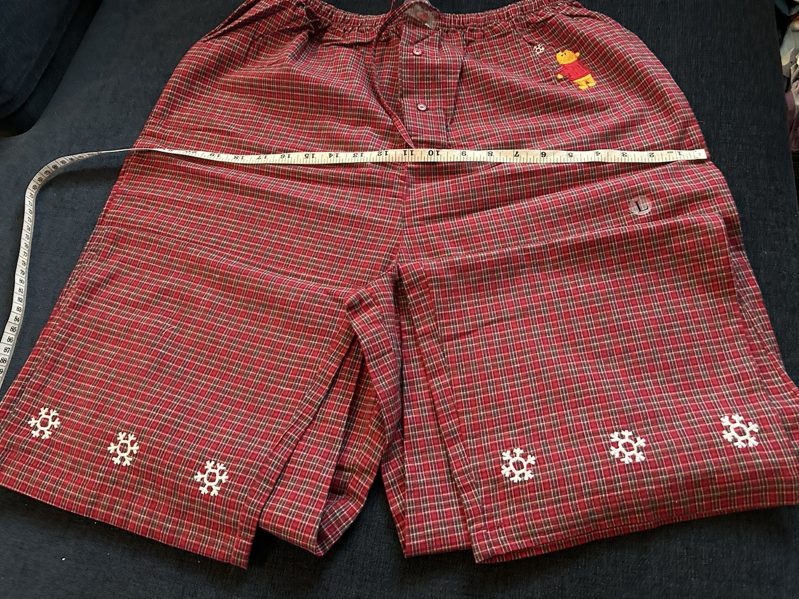 NWT Vintage Disney Pooh Red Plaid Flannel Cotton Men/Woman  Pajama Pants