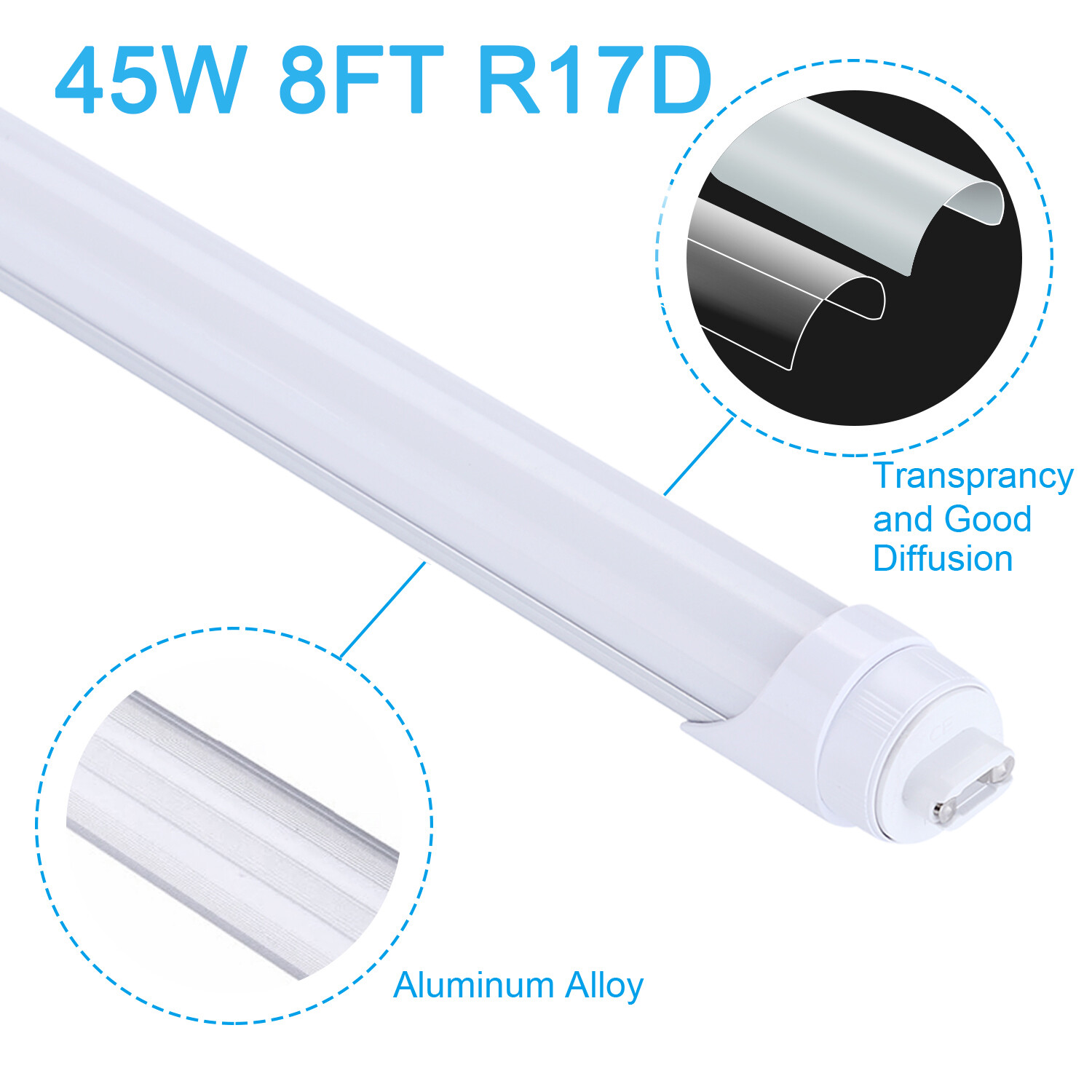 T8 8FT R17D HO Led Tube Light 8\' Led Bulbs 65W 45W 8Foot Led Shop Light 6000K