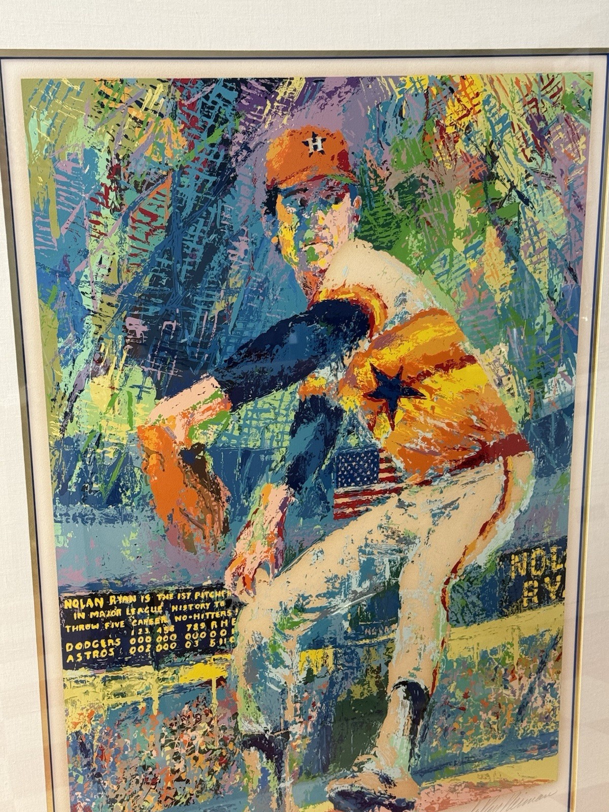 Leroy Neiman Original Painting + Nolan Ryan, 286/300, Framed, Signed Leroy Neiman Original Painting + Nolan Ryan, 286/300, Framed, Signed
