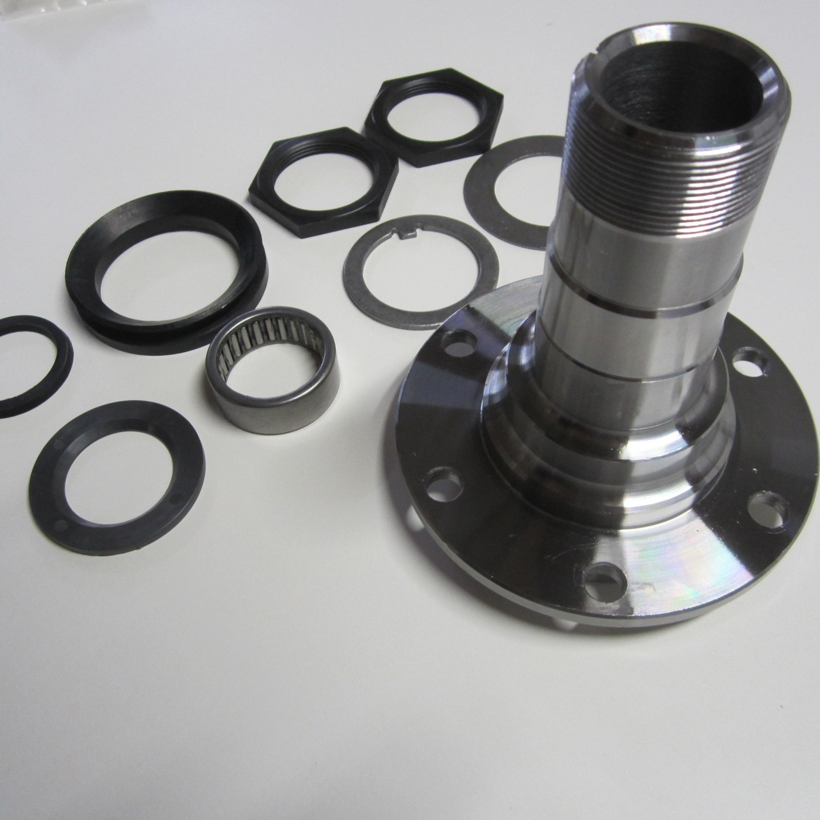 Fits Jeep CJ 5, 7, 8 Front Spindle Includes Inner Bearing and Seals, and Nut Kit Fits Jeep CJ 5, 7, 8 Front Spindle Includes Inner Bearing and Seals, and Nut Kit