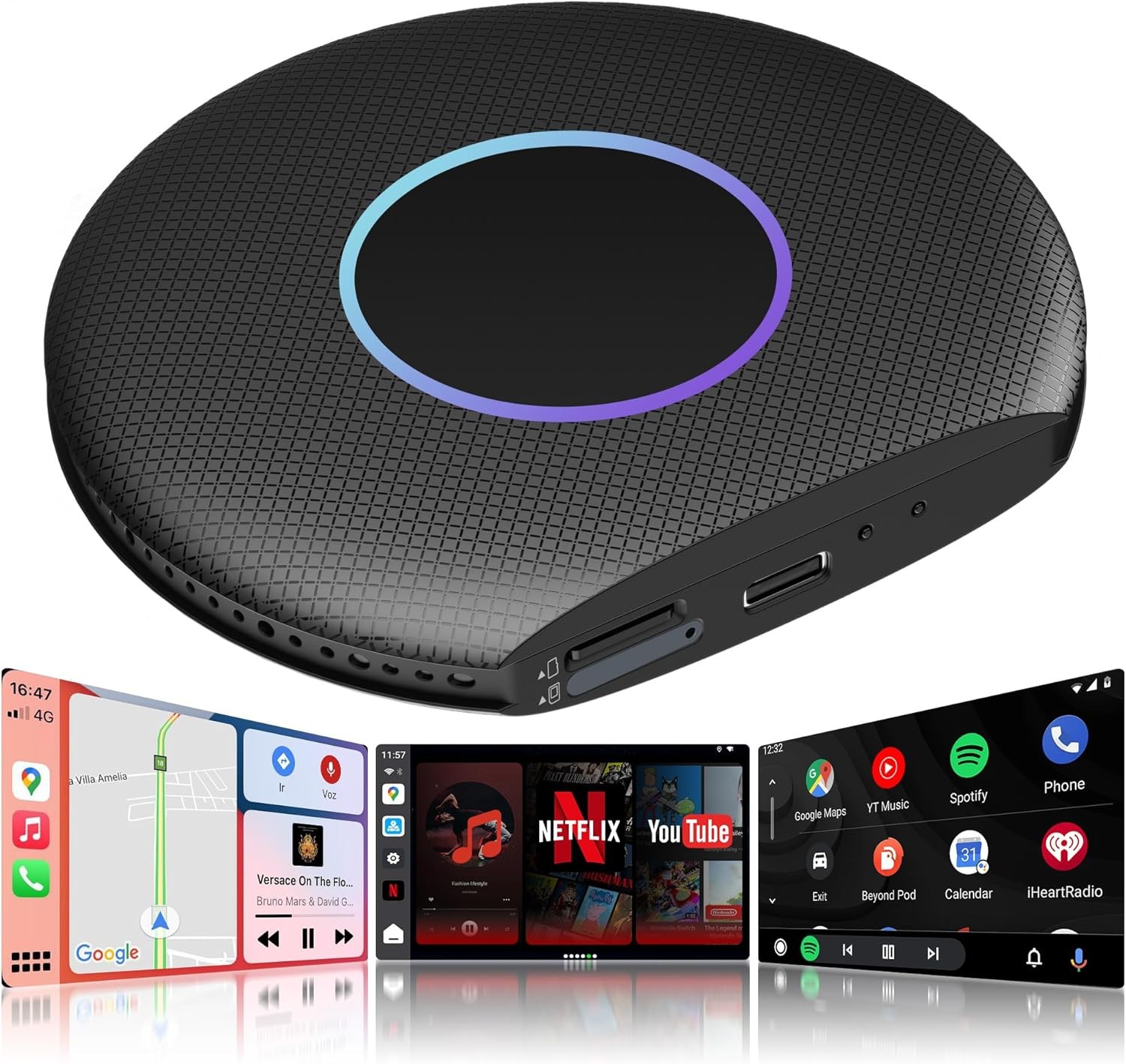 AI Box Android13 Wireless CarPlay Adapter 4G+64G GPS 4G LTE for YouTube/ Netflix