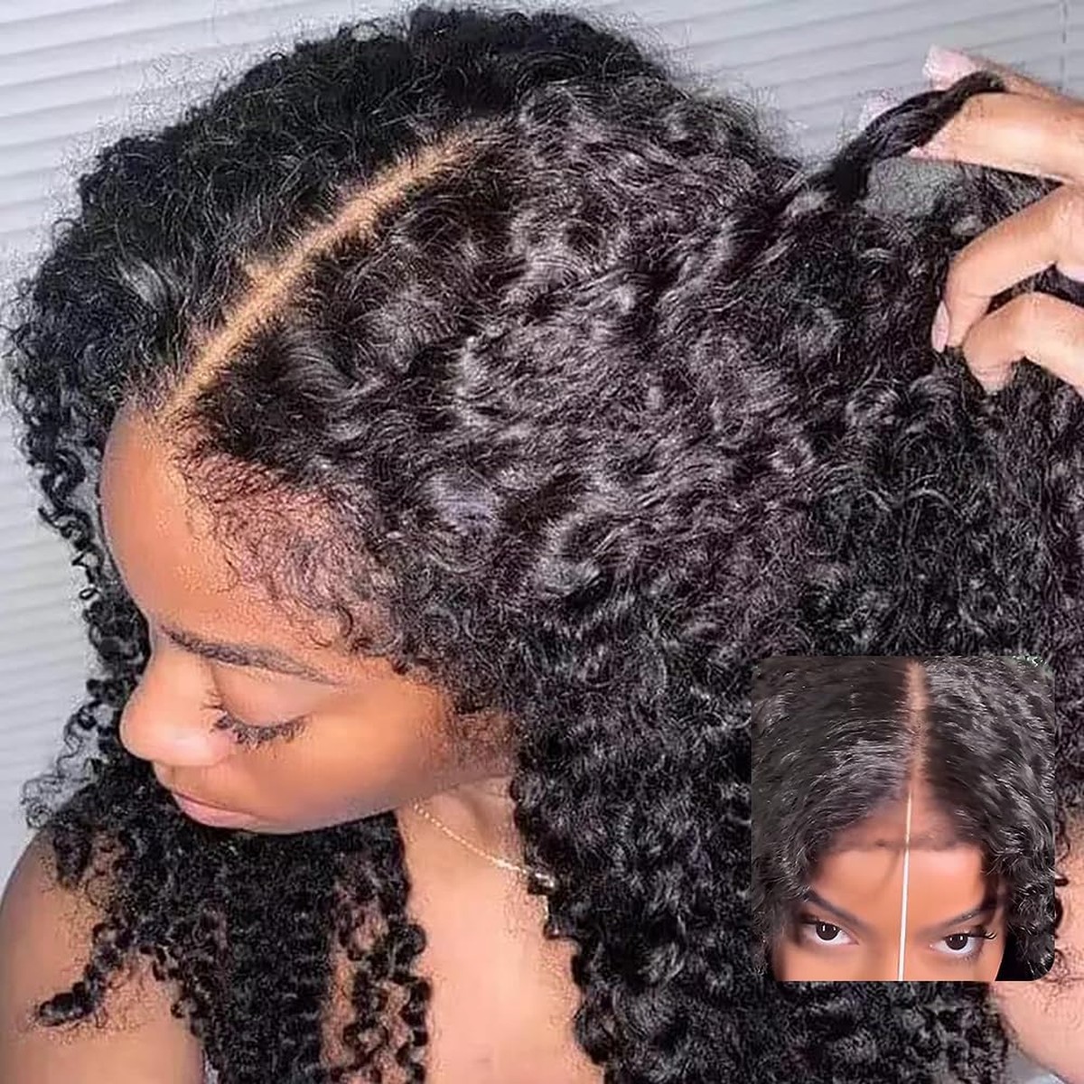 FACMOOD 4C Edges Glueless Wig Kinky Curly Human Hair 6x4 HD Lace 180% Density