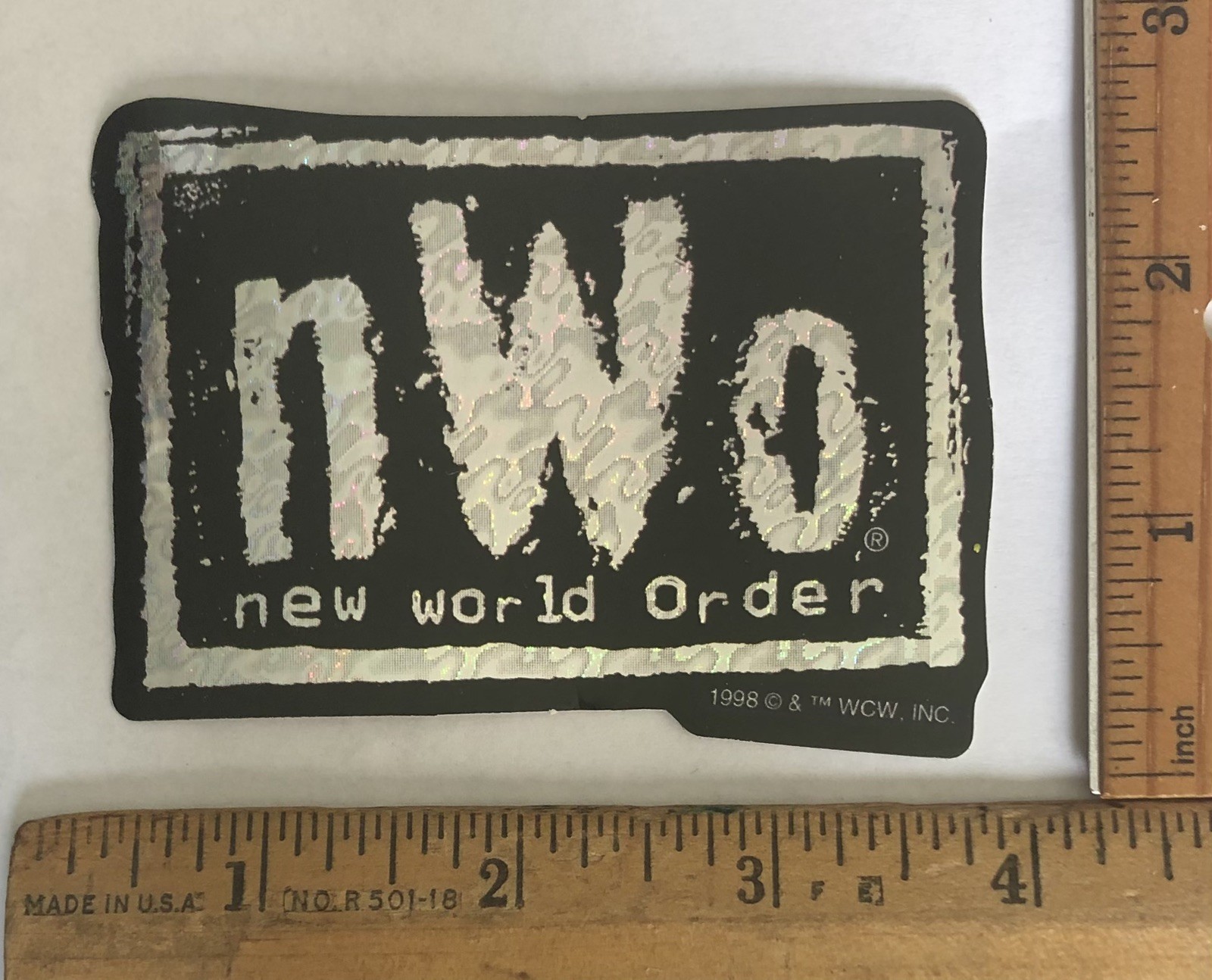 Vintage 1998 WCW NWO New World Order Wrestling Vending Prism Decal Sticker Vintage 1998 WCW NWO New World Order Wrestling Vending Prism Decal Sticker