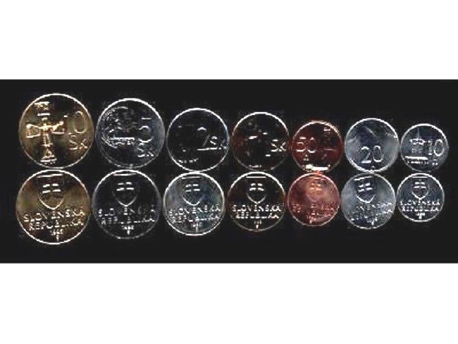 SLOVAKIA 10 20 50 1 2 5 10 KORUNA 1993-2005 EURO UNC COIN COMPLETE CURRENCY SET