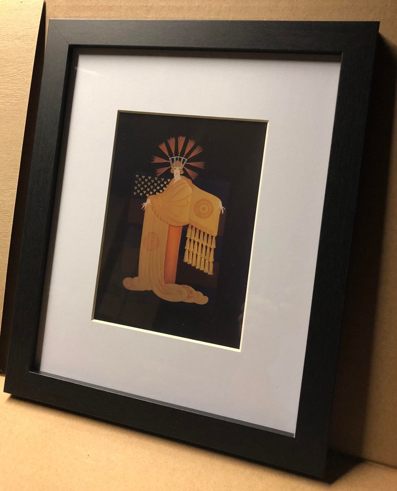 Erte 1987 FRINGE CAPE Matted & Framed 8x10 Art deco woman fashion Erte 1987 FRINGE CAPE Matted & Framed 8x10 Art deco woman fashion