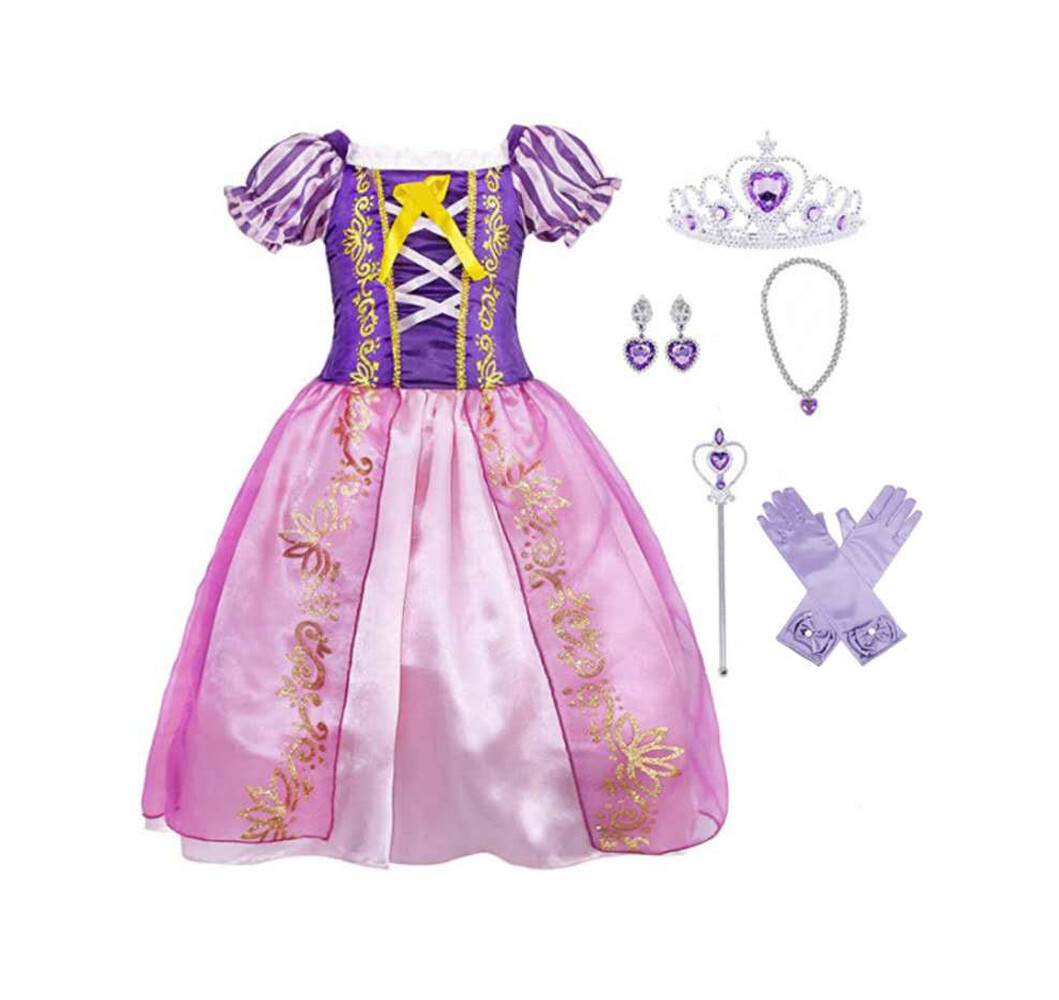 Girl's Princess Dress  Costume Cosplay Dress Up with Accessories (Purple)