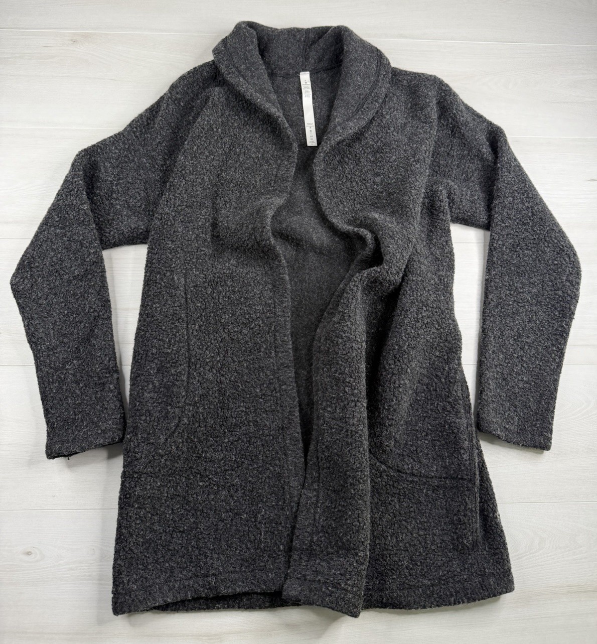 Lululemon Athletica Sincerely Sherpa Wrap Wool Blend Sweater Heather Black S