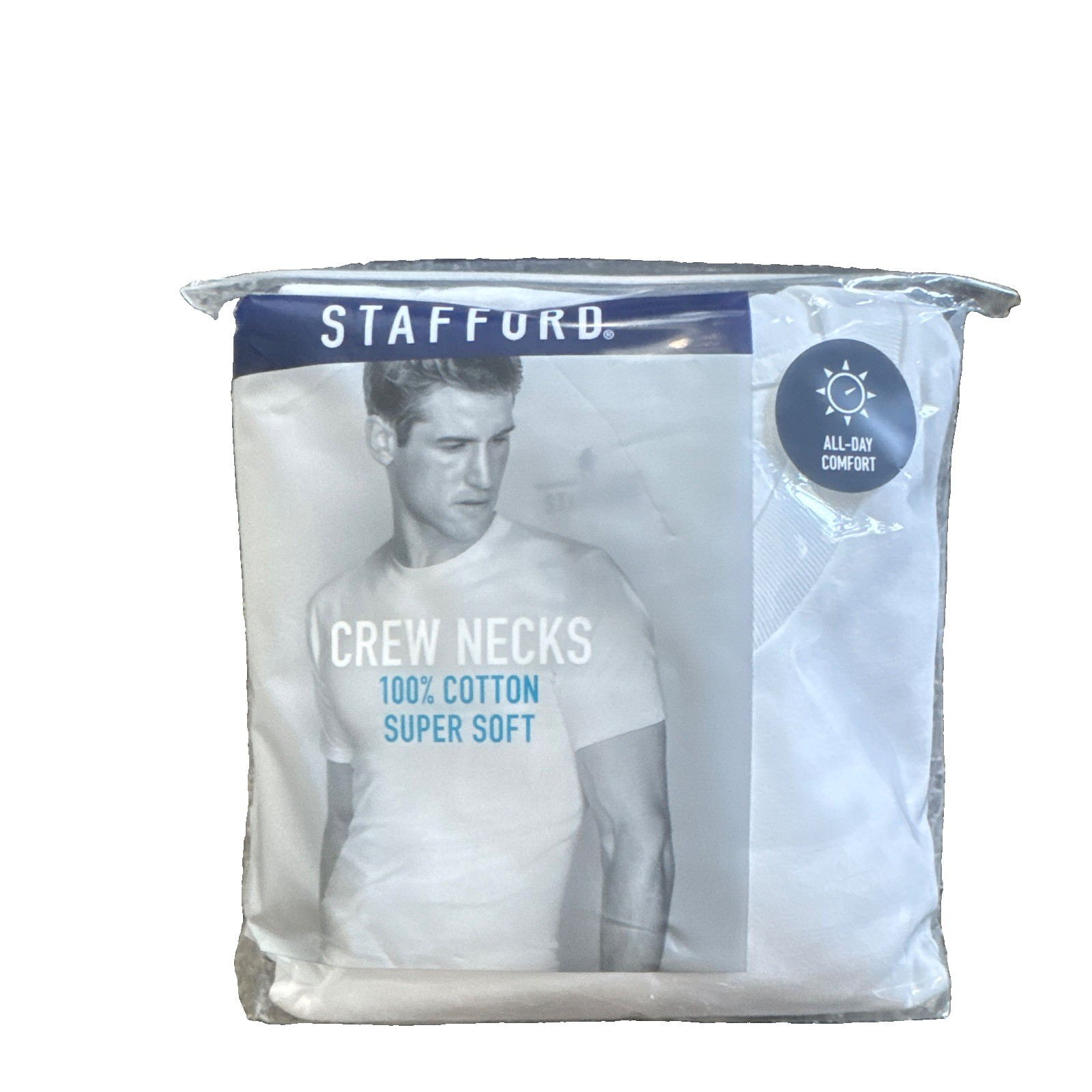 Stafford Men\'s Crew Neck T-Shirt 4 Pack 100% Cotton Super Soft Size L Stafford Men\'s Crew Neck T-Shirt 4 Pack 100% Cotton Super Soft Size L