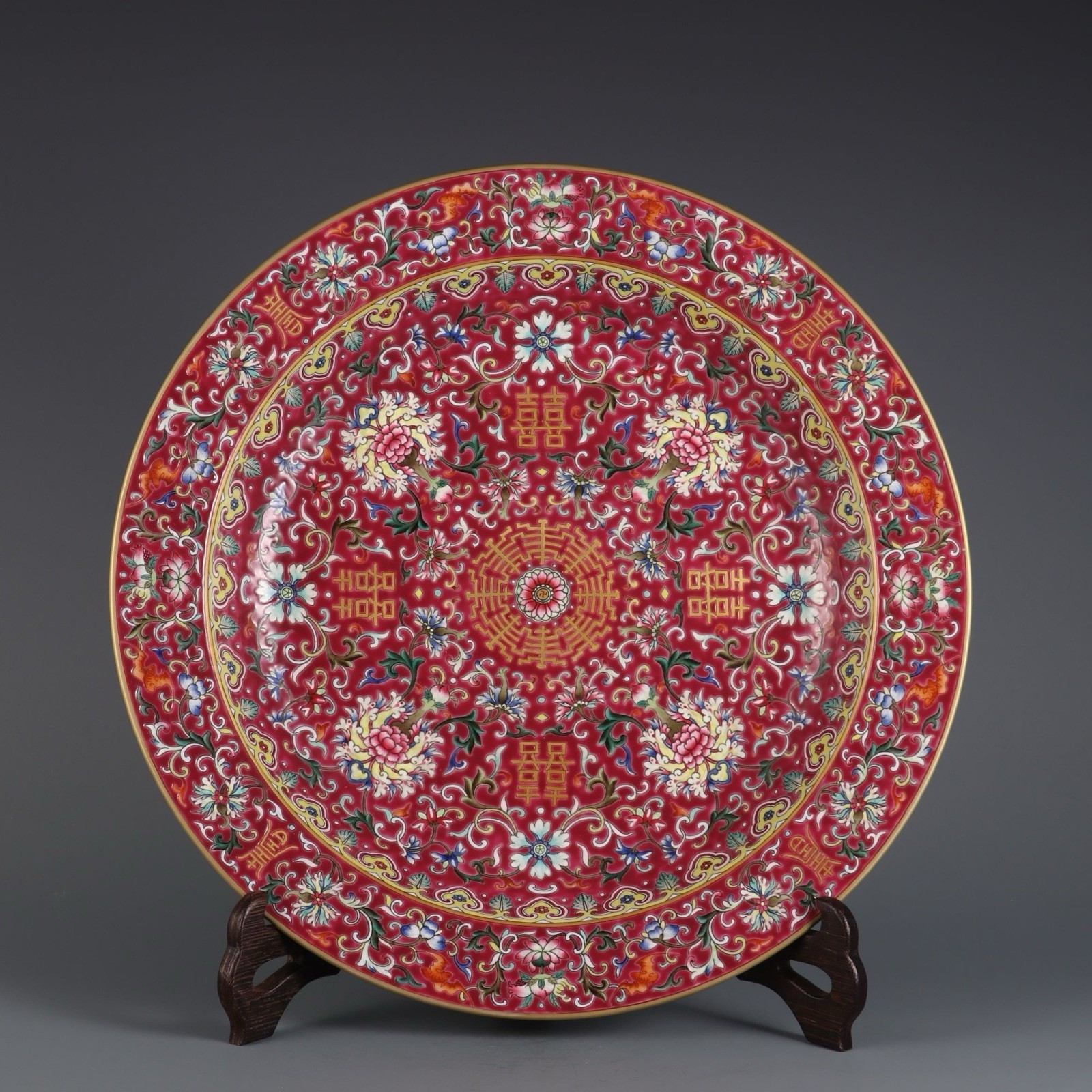 Chinese Antique Qing Dynasty Jiaqing Mark & Period Porcelain  famille rose Plate