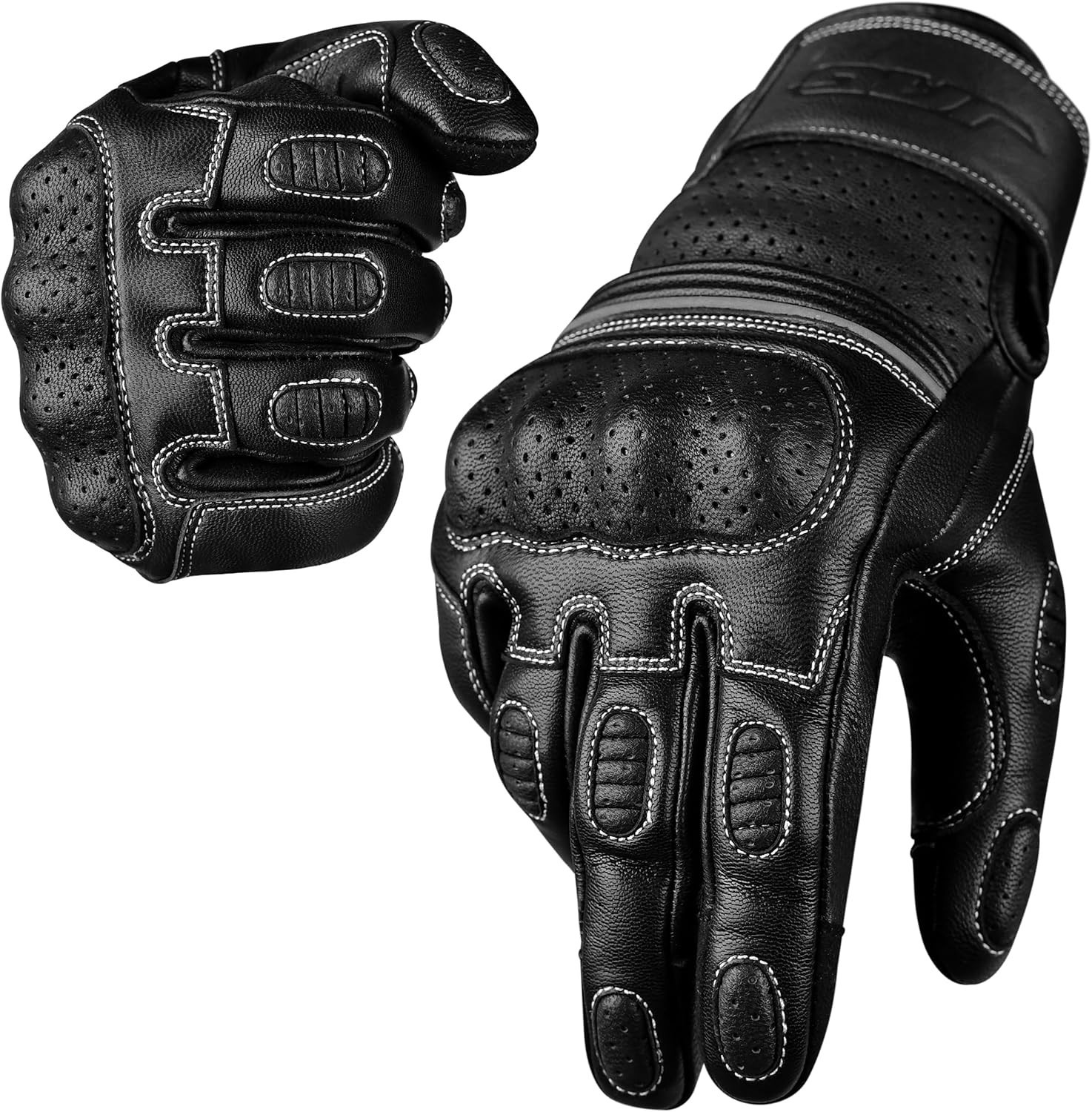 J.A.G. Motorcycle Gloves - Premium Leather Perforated Motorcycle Gloves for Men