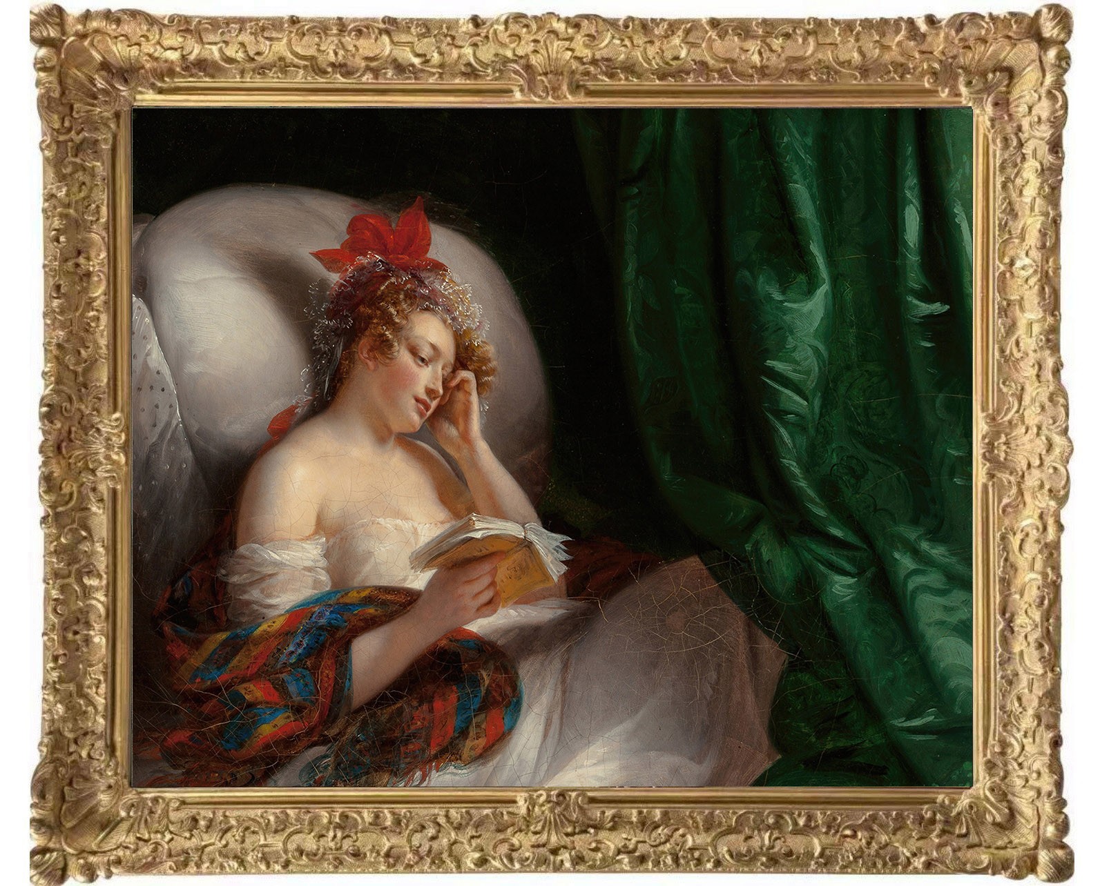 Hand Painted Classical Oil Painting Woman Reading Art Canvas Vintage Style