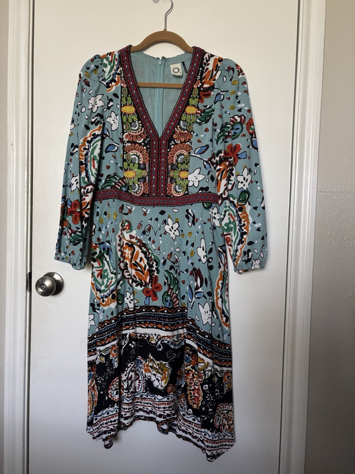 Anthropology Long Sleeve, Knee Length, embroidered dress
