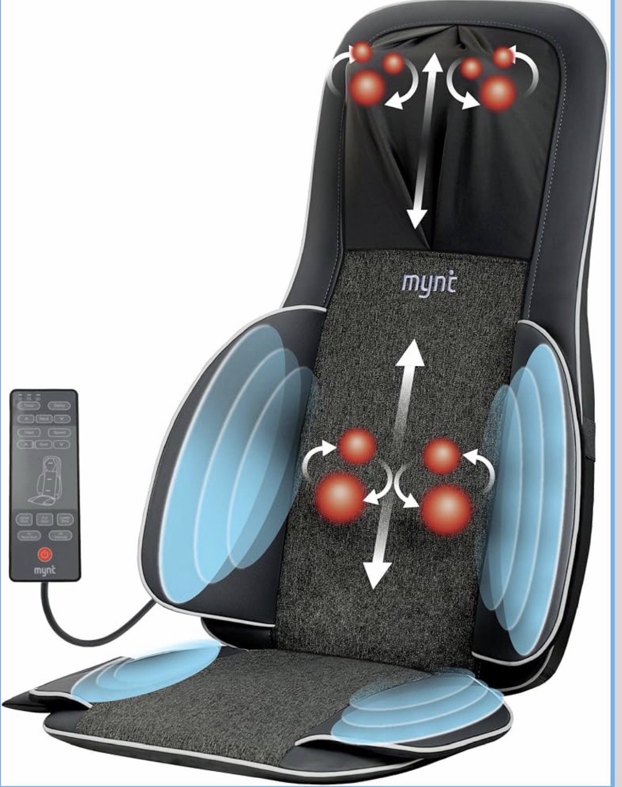 Mynt FSA Eligible HSA Approved Shiatsu Neck and Back Massager for Chair with 10