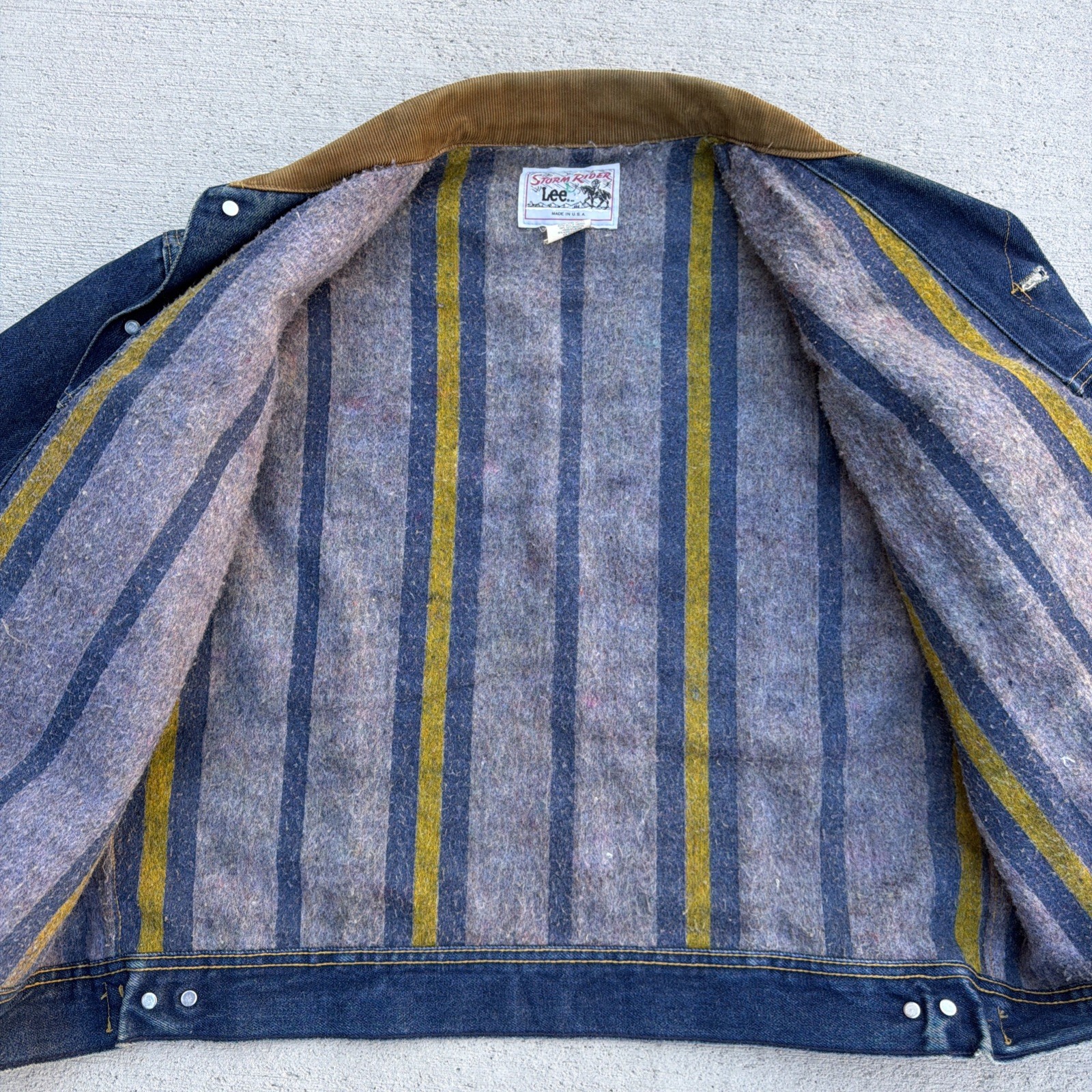 Lee Storm Rider Jacket 101J 1960s Large Dark Wash Corduroy Collar USA Made