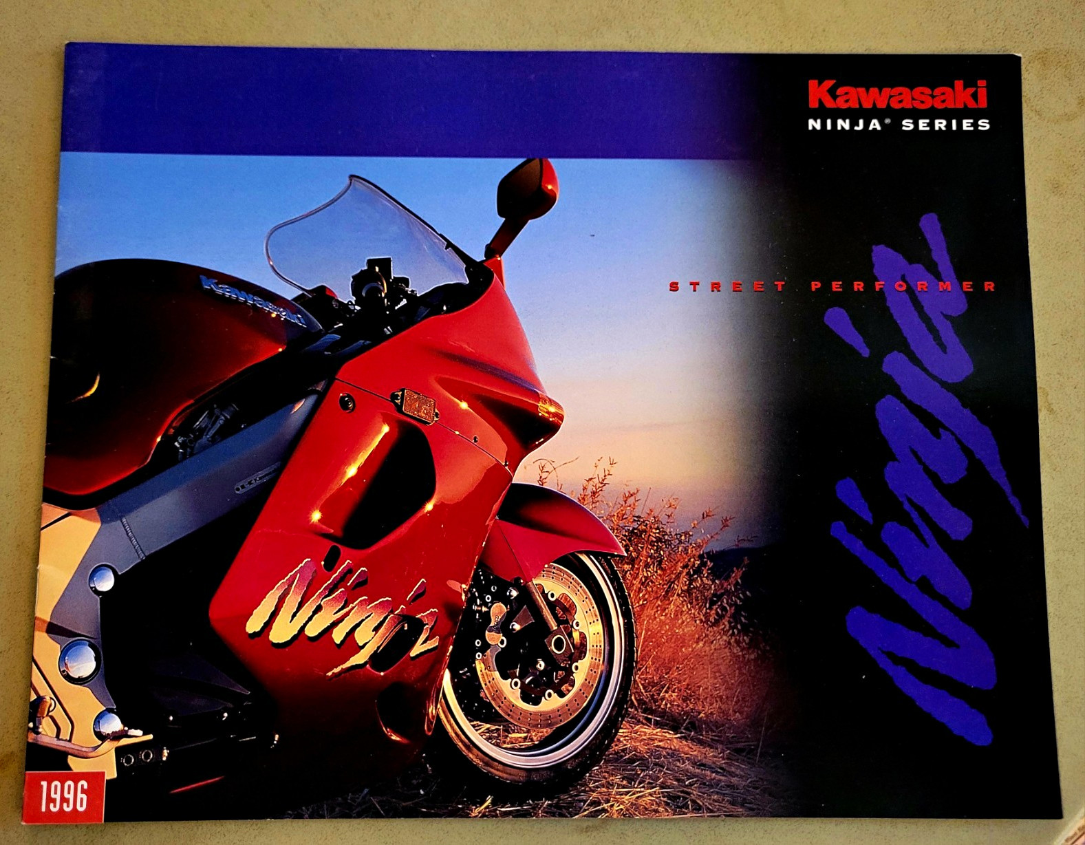1996 Kawasaki Ninja Series Brochure. Genuine Original Sales Brochure.