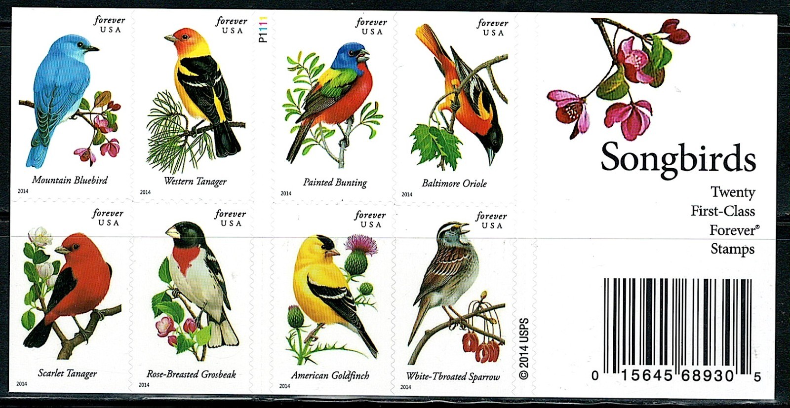 Mint US 2014 Songbirds Forever Booklet Pane of 20 Stamp Scott# 4882-4891 (MNH)